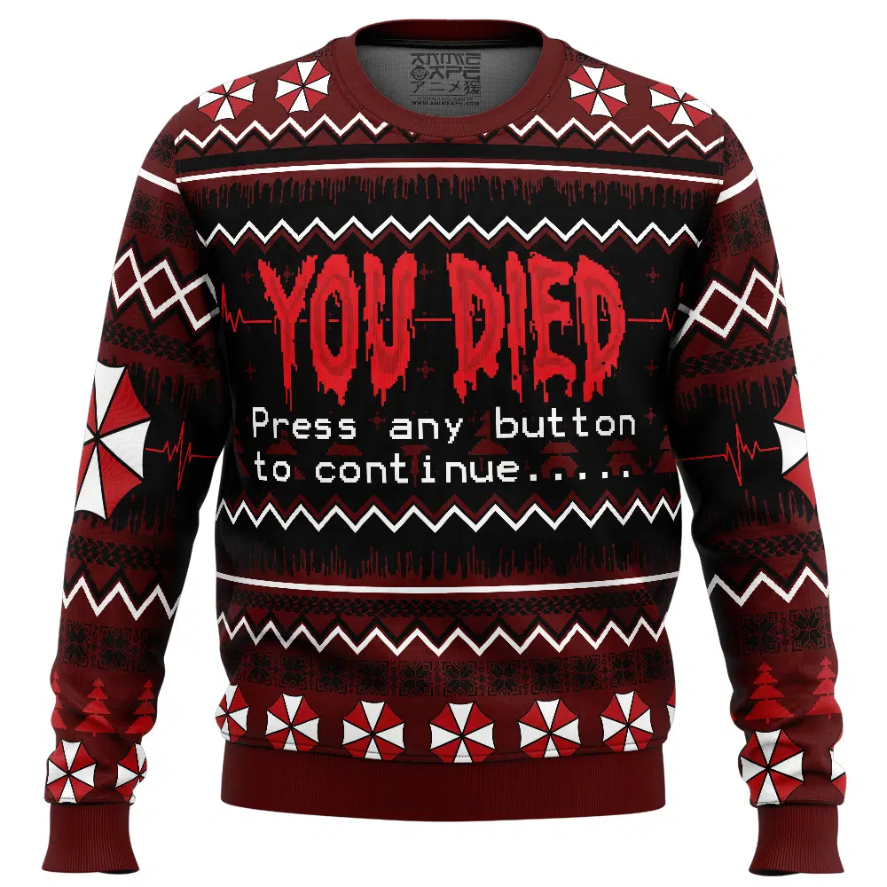 Buildercar - You Died Resident Evil Ugly Christmas Sweater