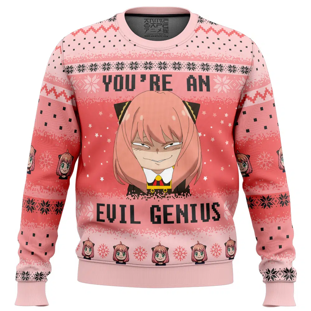 Buildercar - You're An Evil Genius Spy X Family Ugly Christmas Sweater