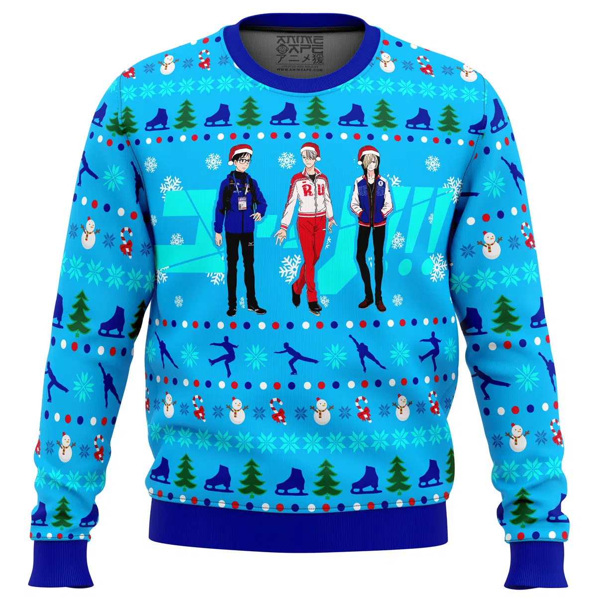 Buildercar - Yuri on Ice The Top 3 Ice Skaters Ugly Christmas Sweater