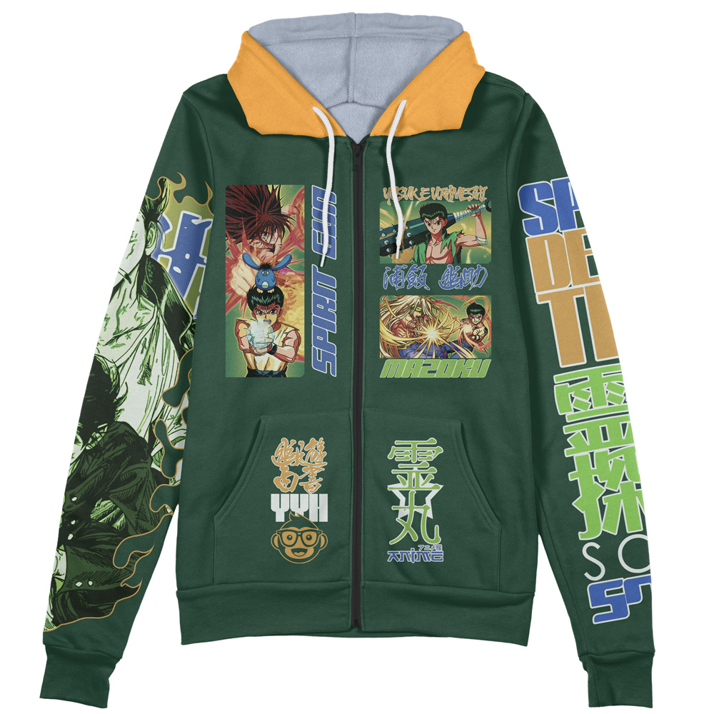 Buildercar - Yusuke Urameshi V4 Yuyu Hakusho Streetwear Zip Hoodie Jacket - Image 2