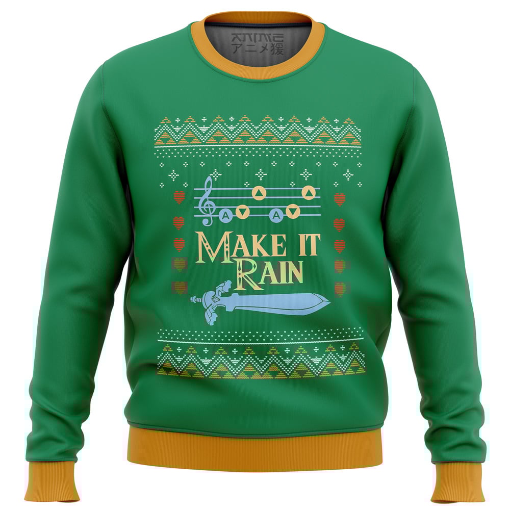 Buildercar - Zelda Make it Rain Ugly Christmas Sweater