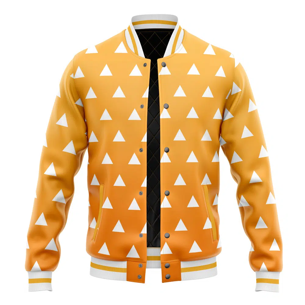 Buildercar - Zenitsu Agatsuma Pattern Demon Slayer Varsity Jacket