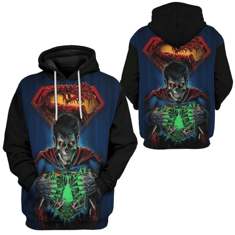 Buildercar - Zombie Superman, Marvel Gift, Skeleton Gift For Fan 3d Hoodie