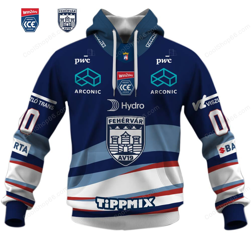 Fehérvár AV19 ICEHL 2526 Home Jersey Hockey Hoodie