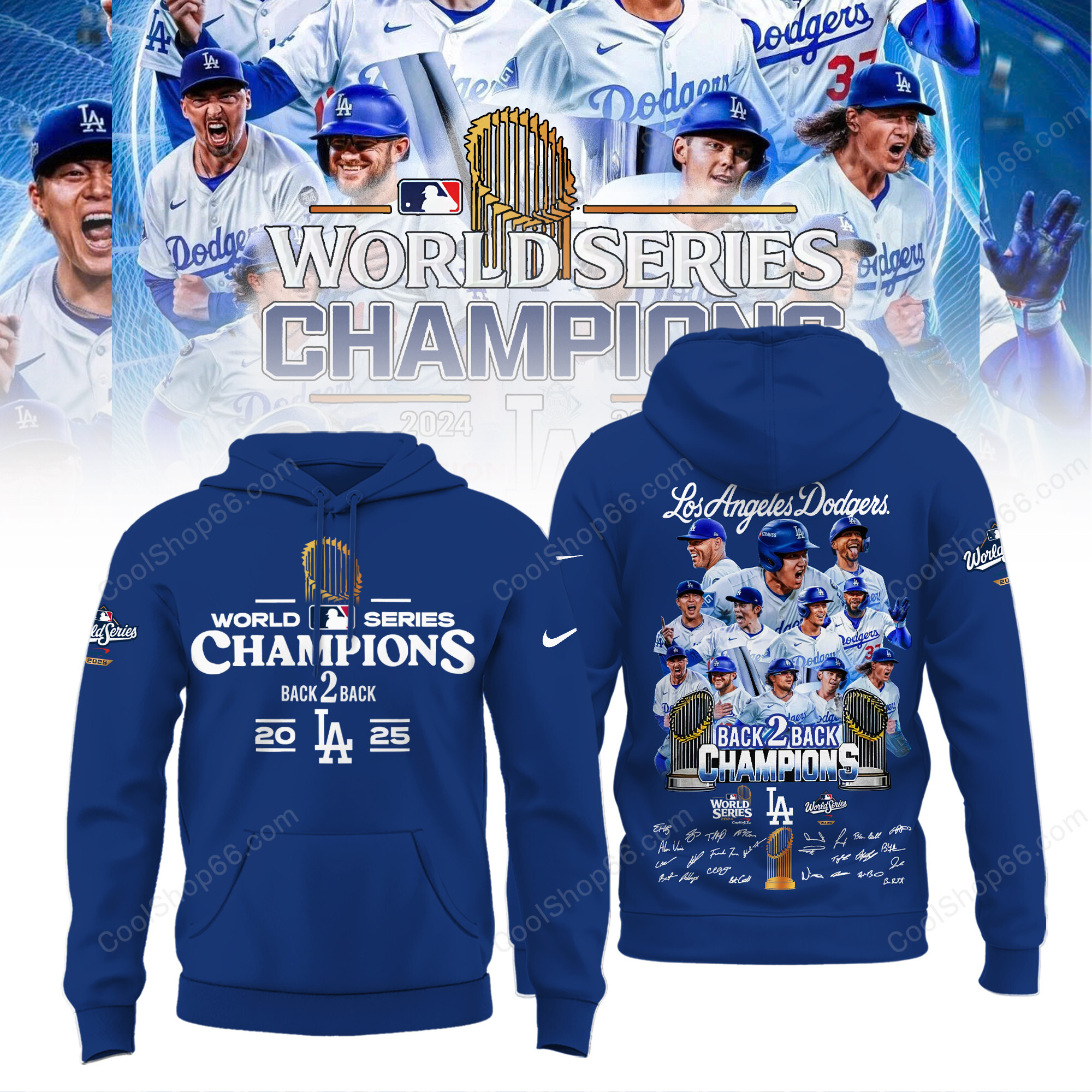 Buildercar - Los Angeles Dodgers 2025 World Series Champions V1 Blue Hoodie