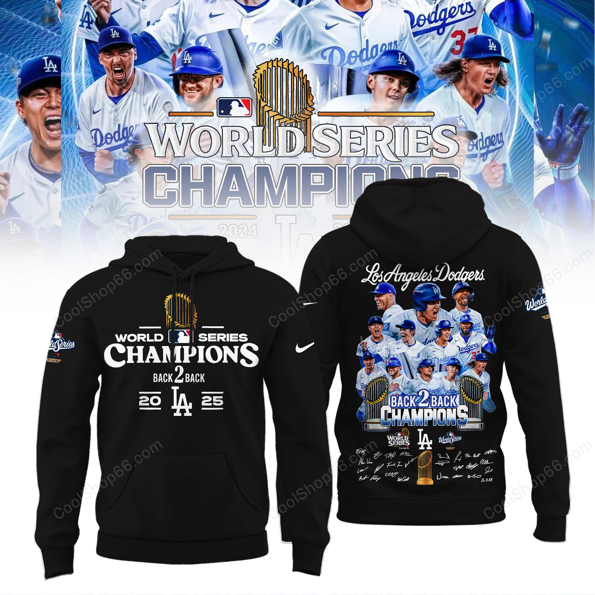Buildercar - Los Angeles Dodgers 2025 World Series Champions V1 Black Hoodie