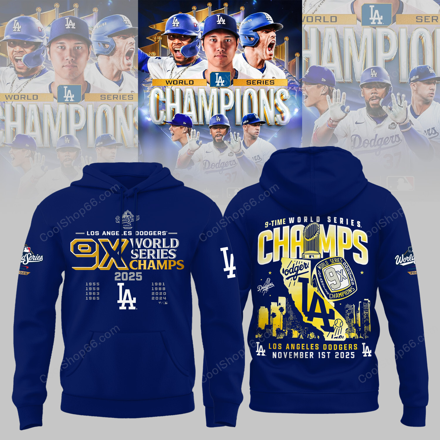 Buildercar - Los Angeles Dodgers 2025 World Series Champions V2 Blue Hoodie