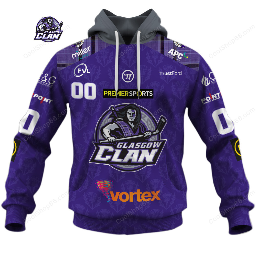 Glasgow Clan EIHL 2526 Home Jersey Hockey Hoodie