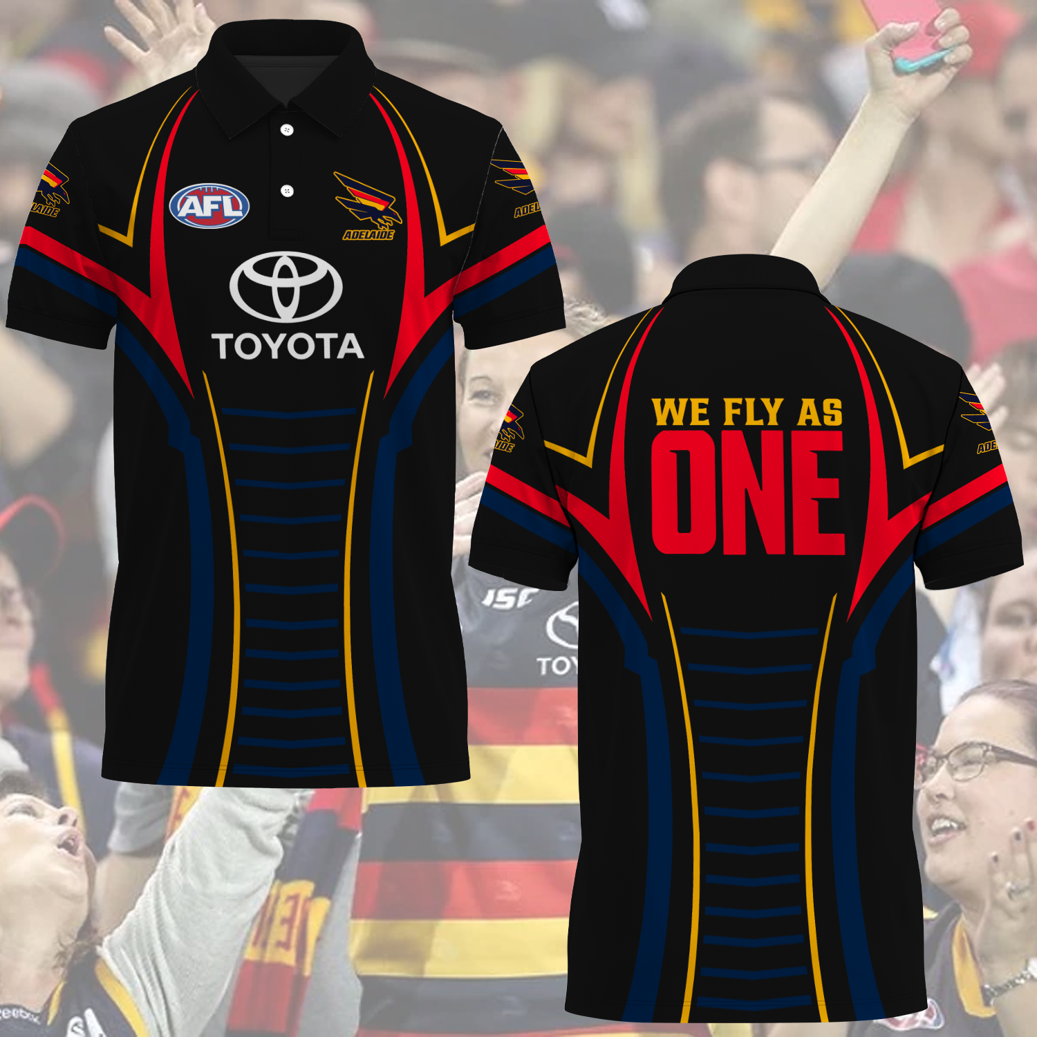 Adelaide Crows AFL 2025 We Fly As One Polo Shirt TM NTA V4