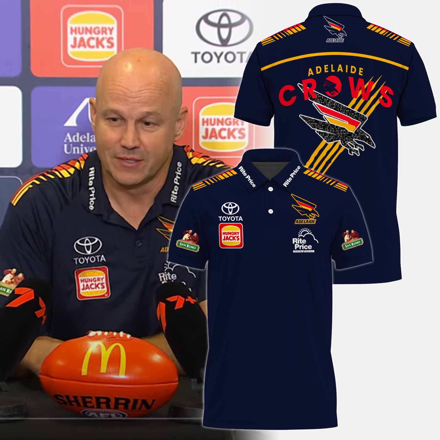 Adelaide Football Club AFL 2025 Crows Made From South Australia Limited Edition Polo Shirt TM V5