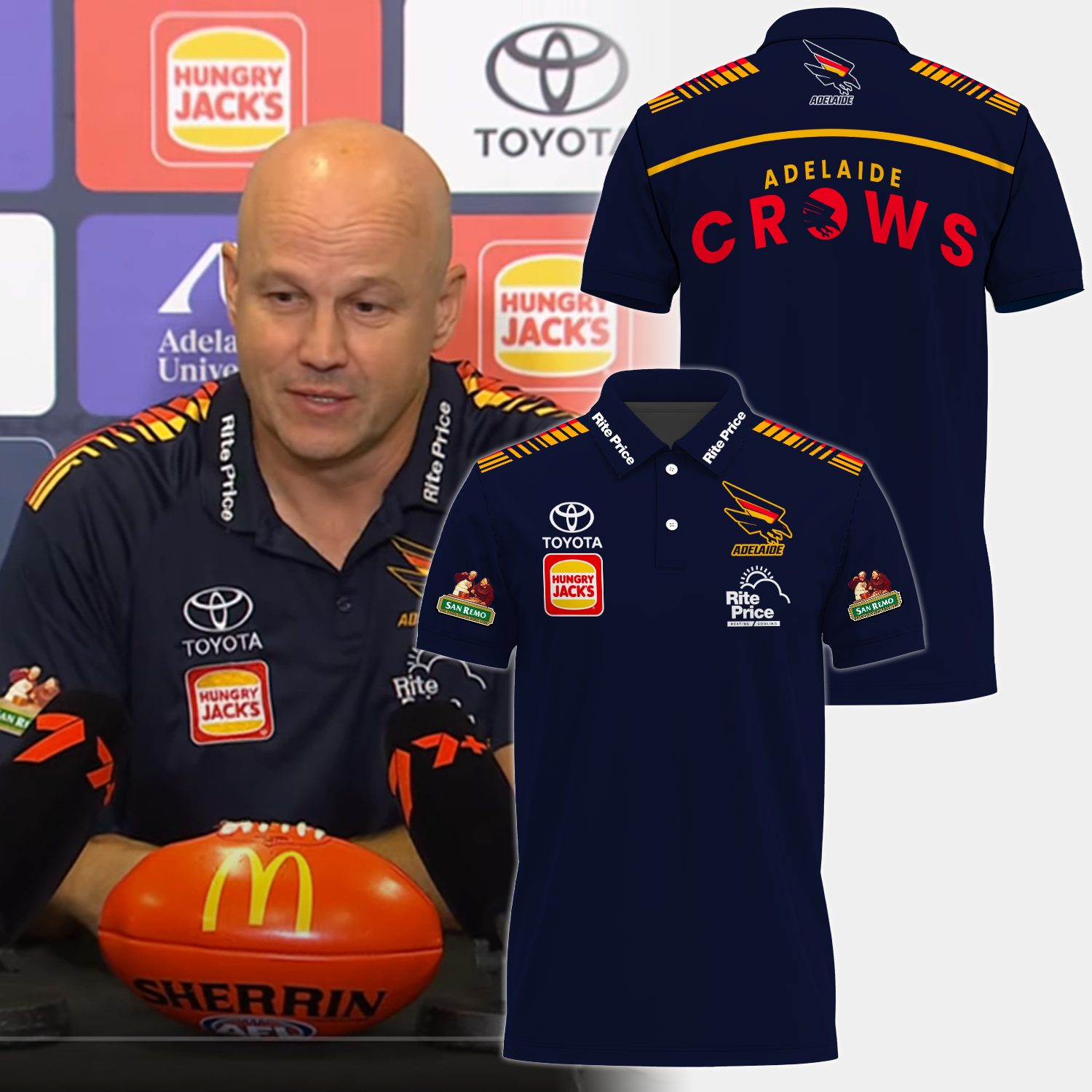 Adelaide Football Club AFL 2025 Crows Made From South Australia Limited Edition Polo Shirt TM V6
