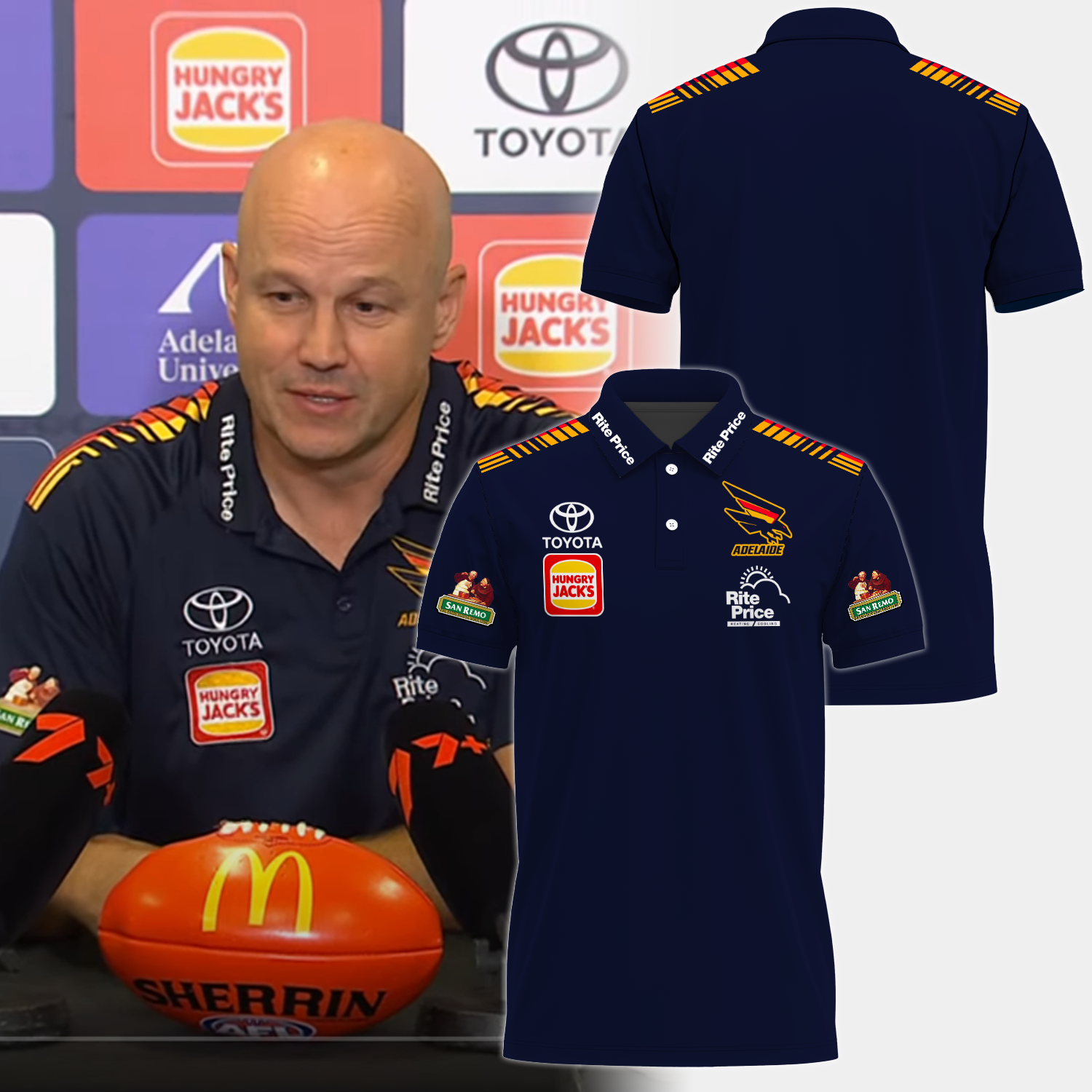 Adelaide Football Club AFL 2025 Crows Made From South Australia Limited Edition Polo Shirt TM V8