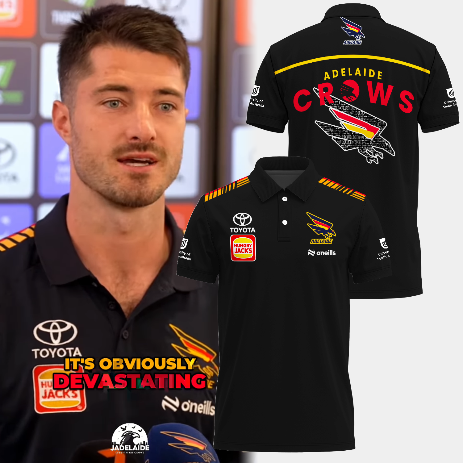 Adelaide Football Club AFL Crows Made From South Australia Limited Edition Polo Shirt TM V9