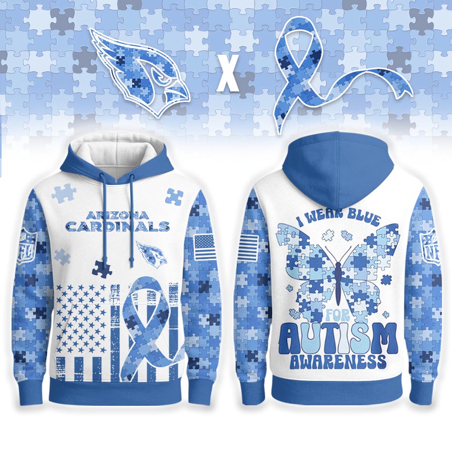 Arizona Cardinals | Premium NFL Autism Awareness Blue Hoodie
