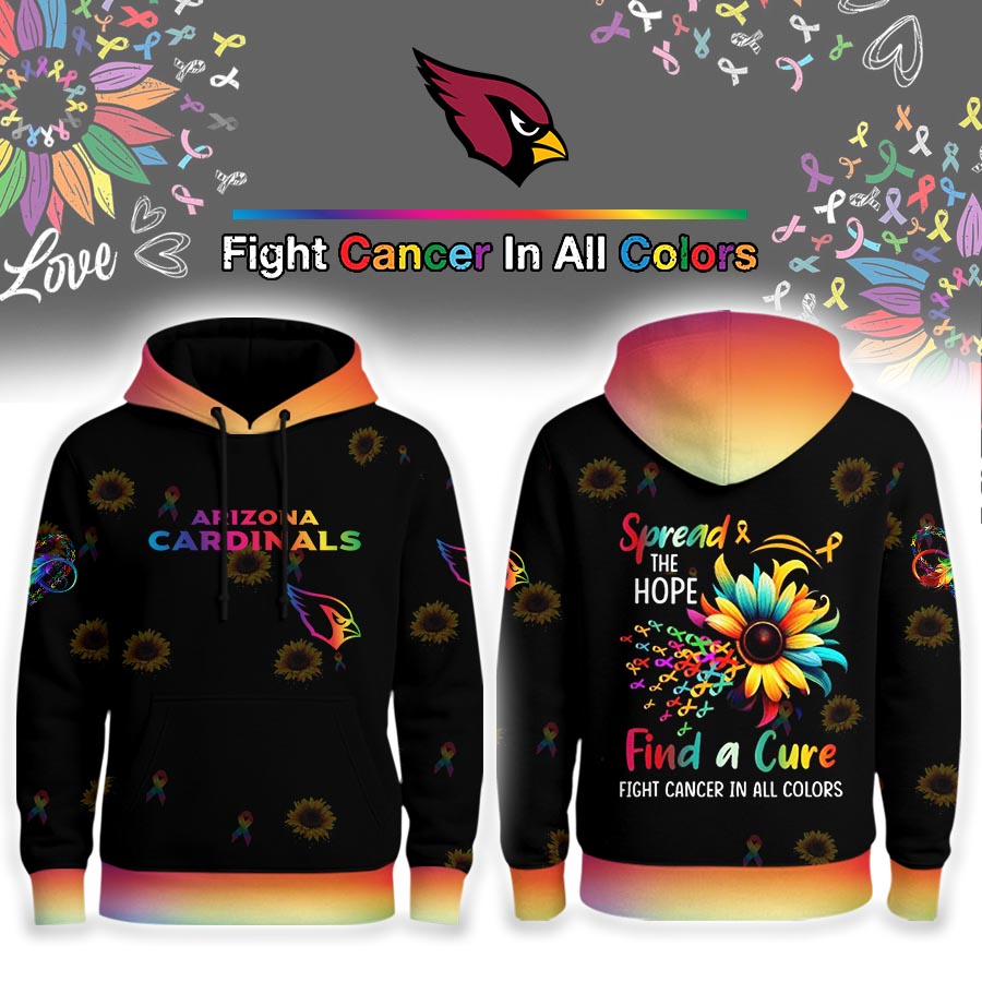 Arizona Cardinals | Premium NFL Rainbow Cancer Awareness Hoodie