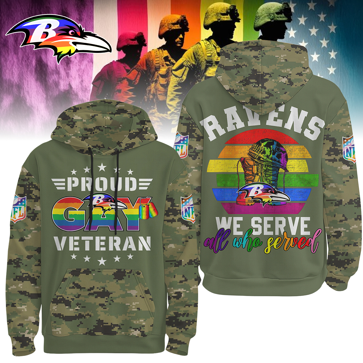 Baltimore Ravens | Premium Gay Veteran 3D Hoodie Shirt