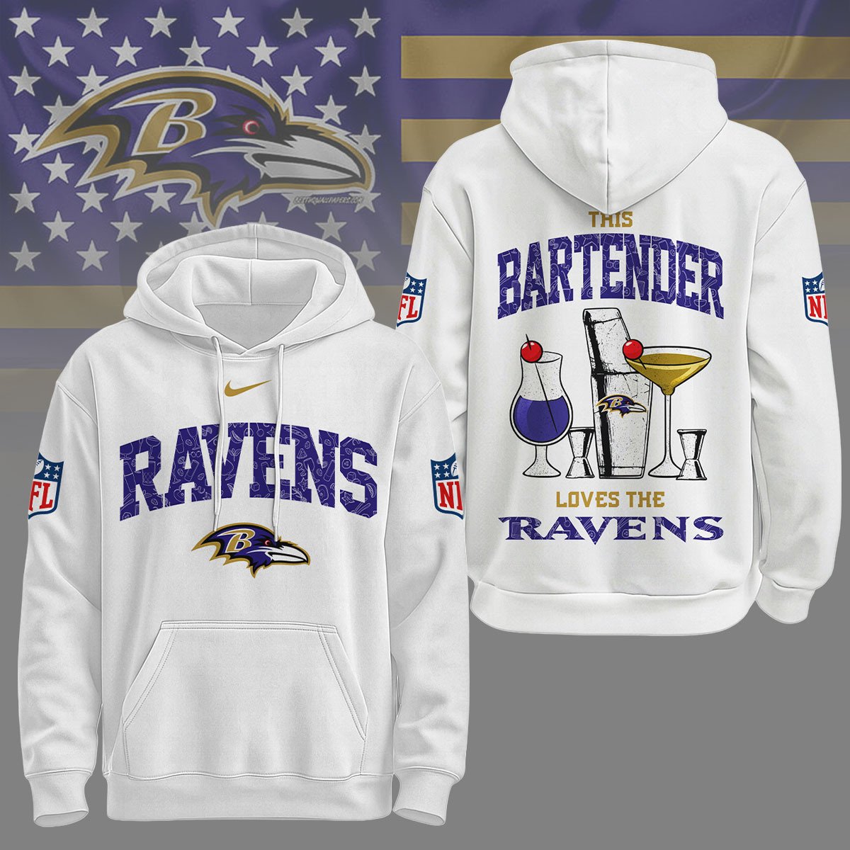 Baltimore Ravens | Premium NFL Bartender Fan Hoodie