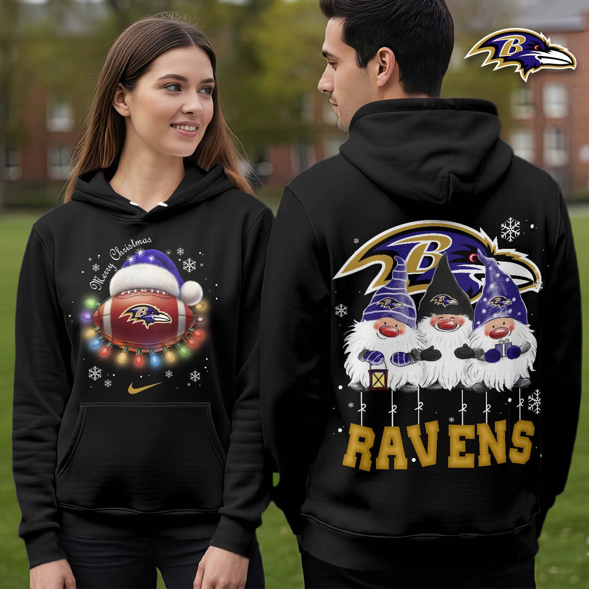 Baltimore Ravens | Premium NFL Christmas Gnomes Hoodie