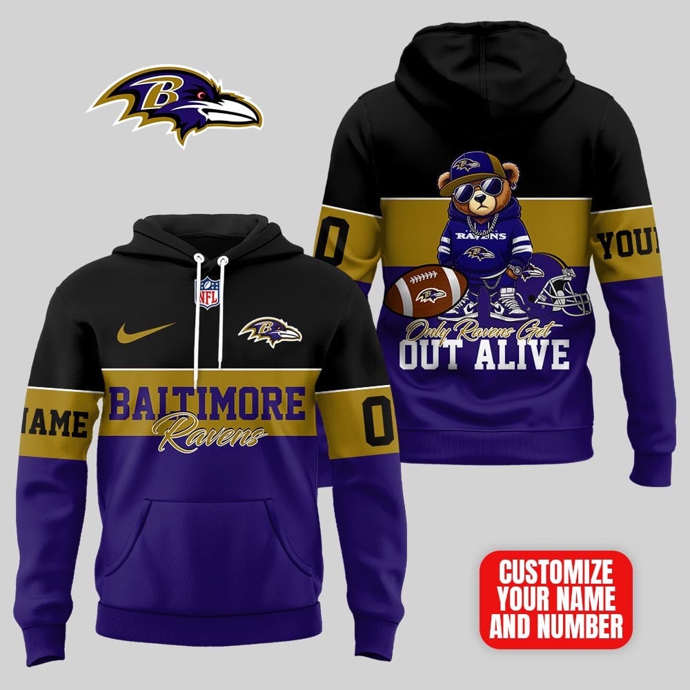 Baltimore Ravens | Premium NFL Customizable Teddy Bear Hoodie