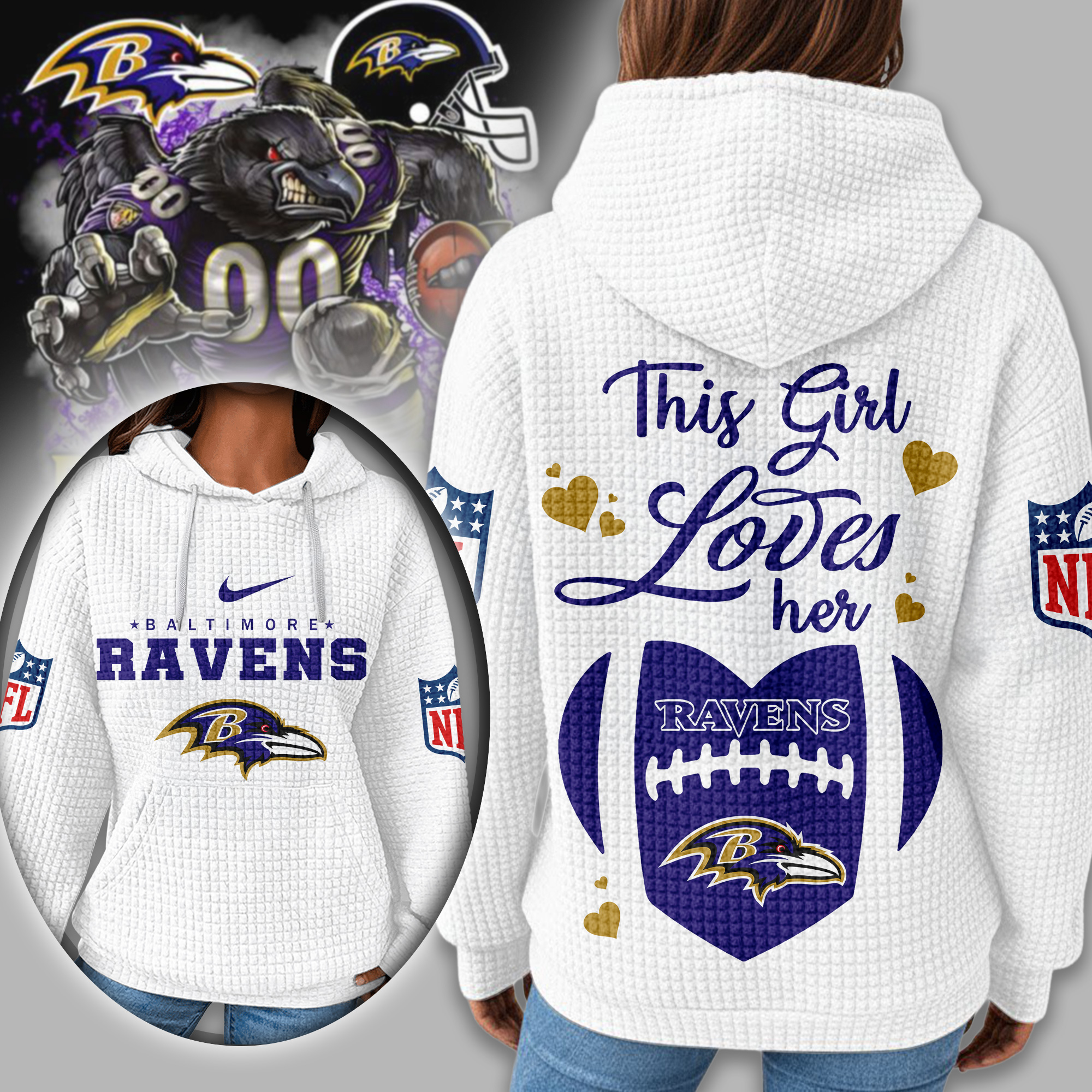 Baltimore Ravens | Premium NFL Game Day Waffle Hoodie