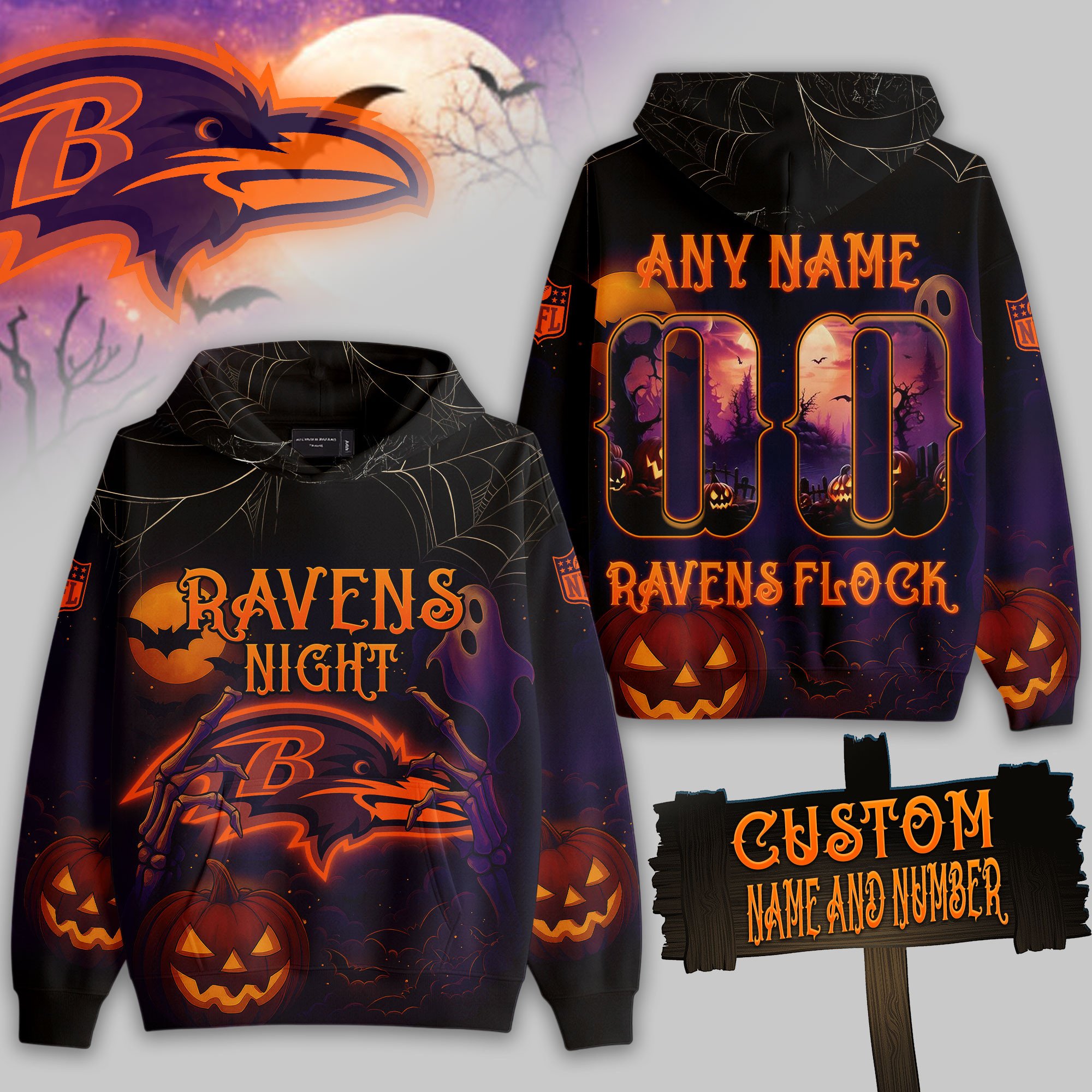 Baltimore Ravens | Premium NFL Halloween Night Hoodie