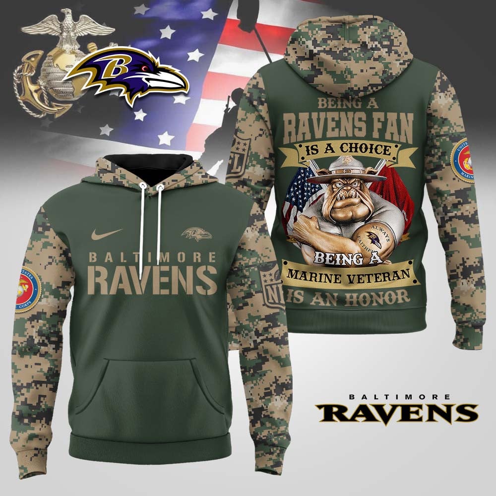 Baltimore Ravens | Premium NFL Marine Veteran Hoodie