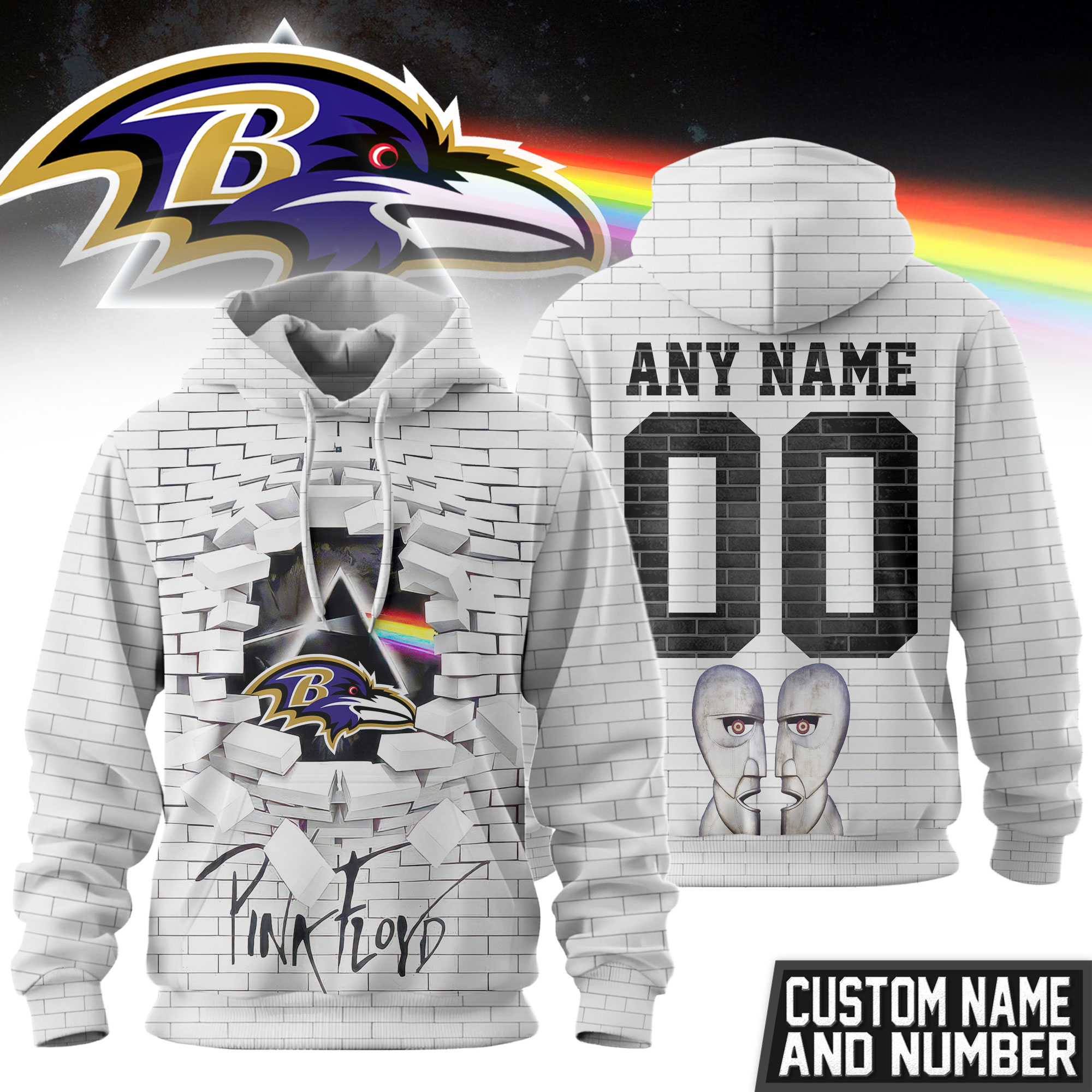 Baltimore Ravens | Premium NFL Pink Floyd 3D Hoodie