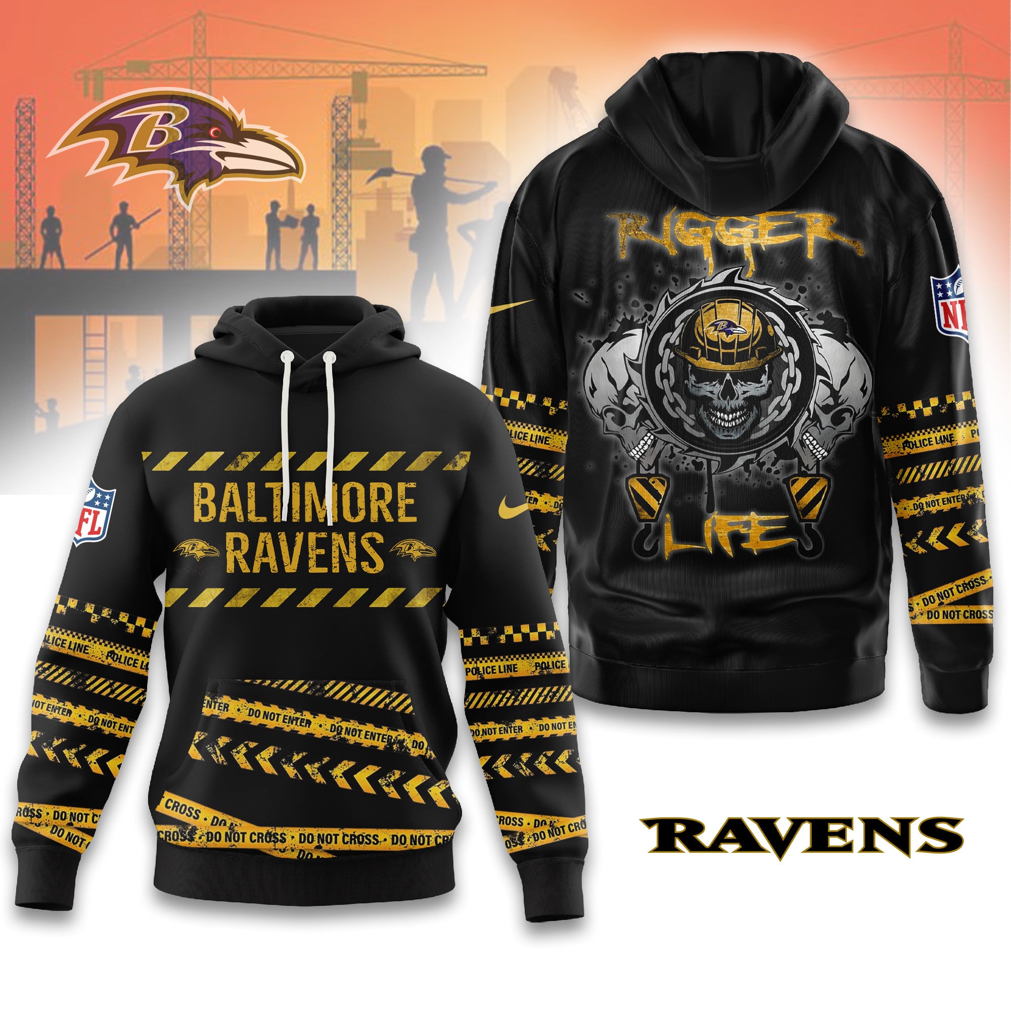 Baltimore Ravens | Premium NFL Rigger Life Hoodie