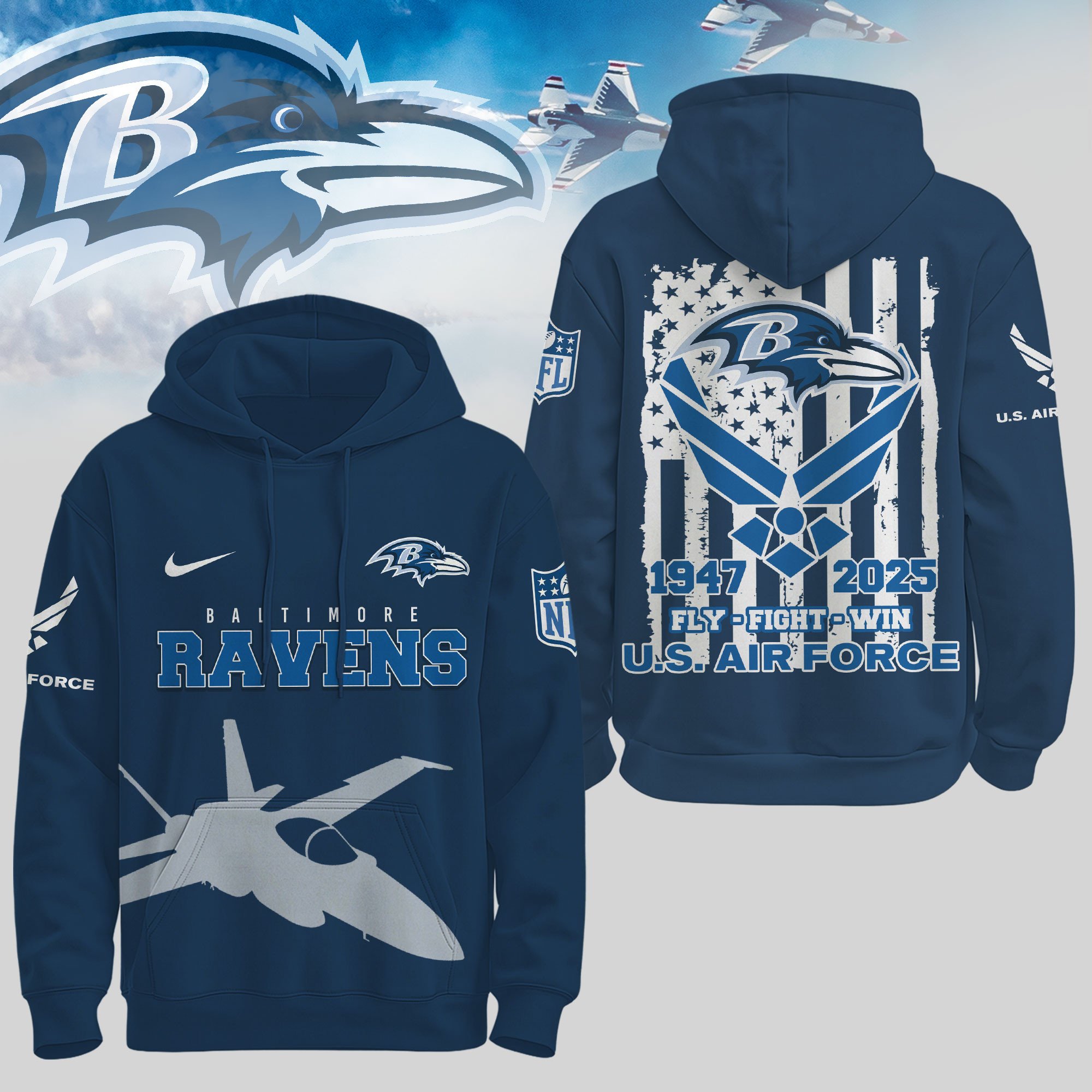 Baltimore Ravens | Premium NFL U.S. Air Force 78th Anniversary Hoodie