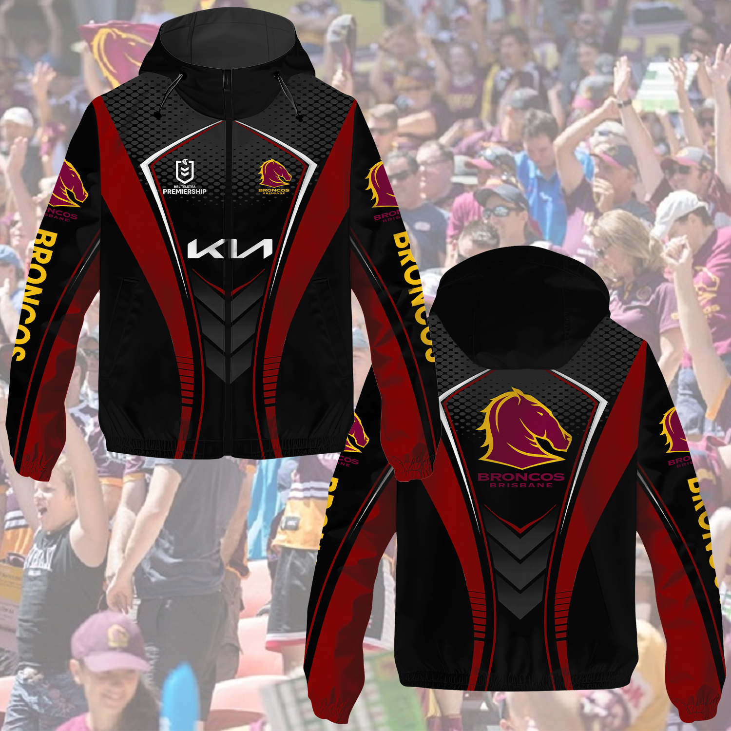 Brisbane Broncos NRL 2025 Windbreaker Jacket TM NTA V1