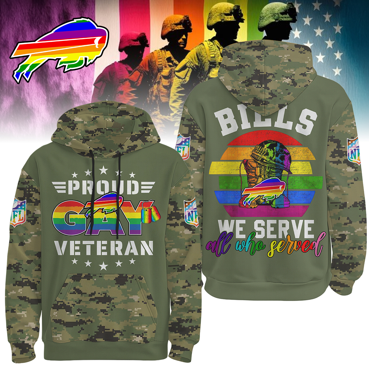 Buffalo Bills | Premium Gay Veteran 3D Hoodie Shirt
