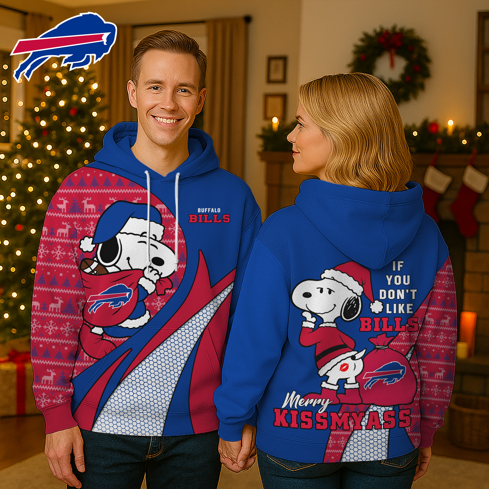 Buffalo Bills | Premium NFL Funny Snoopy Christmas 3D Hoodie