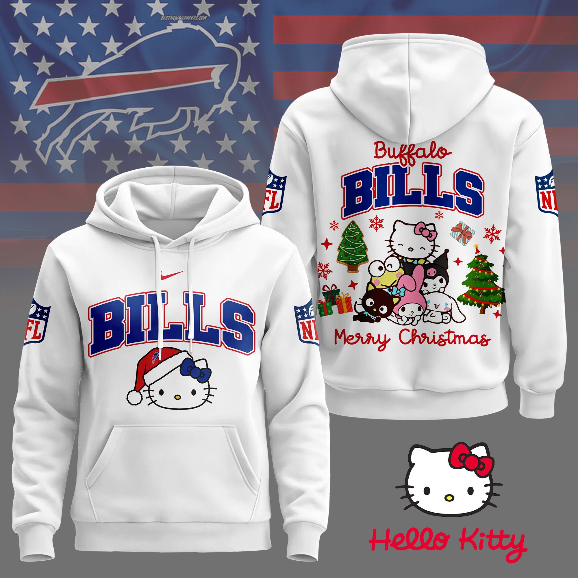 Buffalo Bills | Premium NFL Hello Kitty Christmas 3D Hoodie
