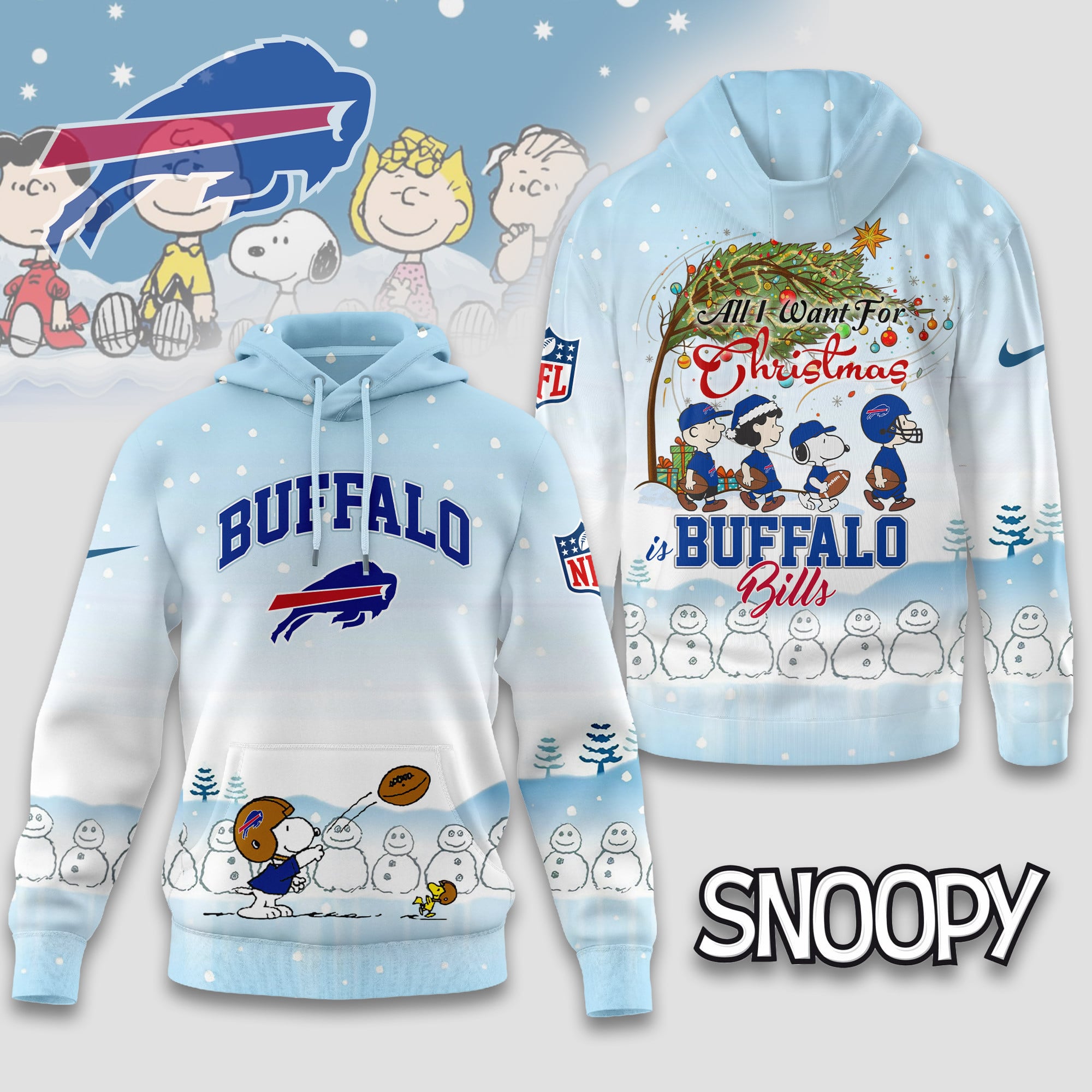 Buffalo Bills | Premium NFL Peanuts Snow Day Hoodie