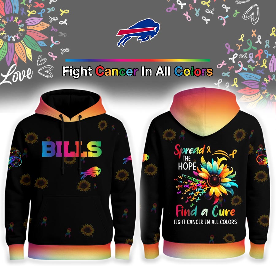 Buffalo Bills | Premium NFL Rainbow Cancer Awareness Hoodie