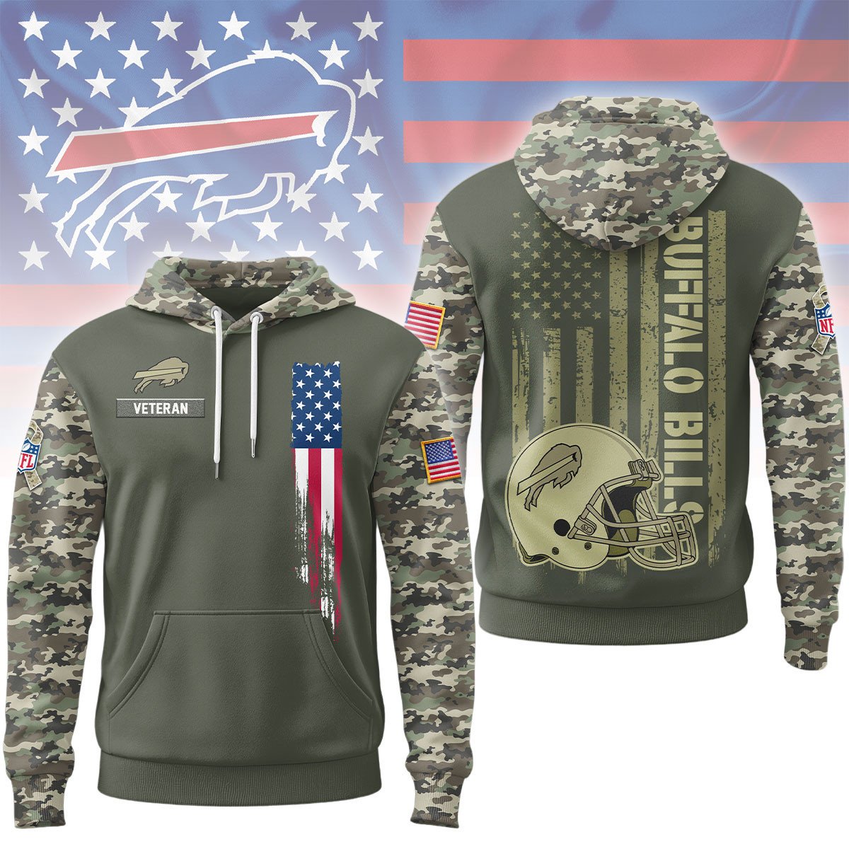 Buffalo Bills | Premium NFL Veteran Camo Hoodie Limited Edition