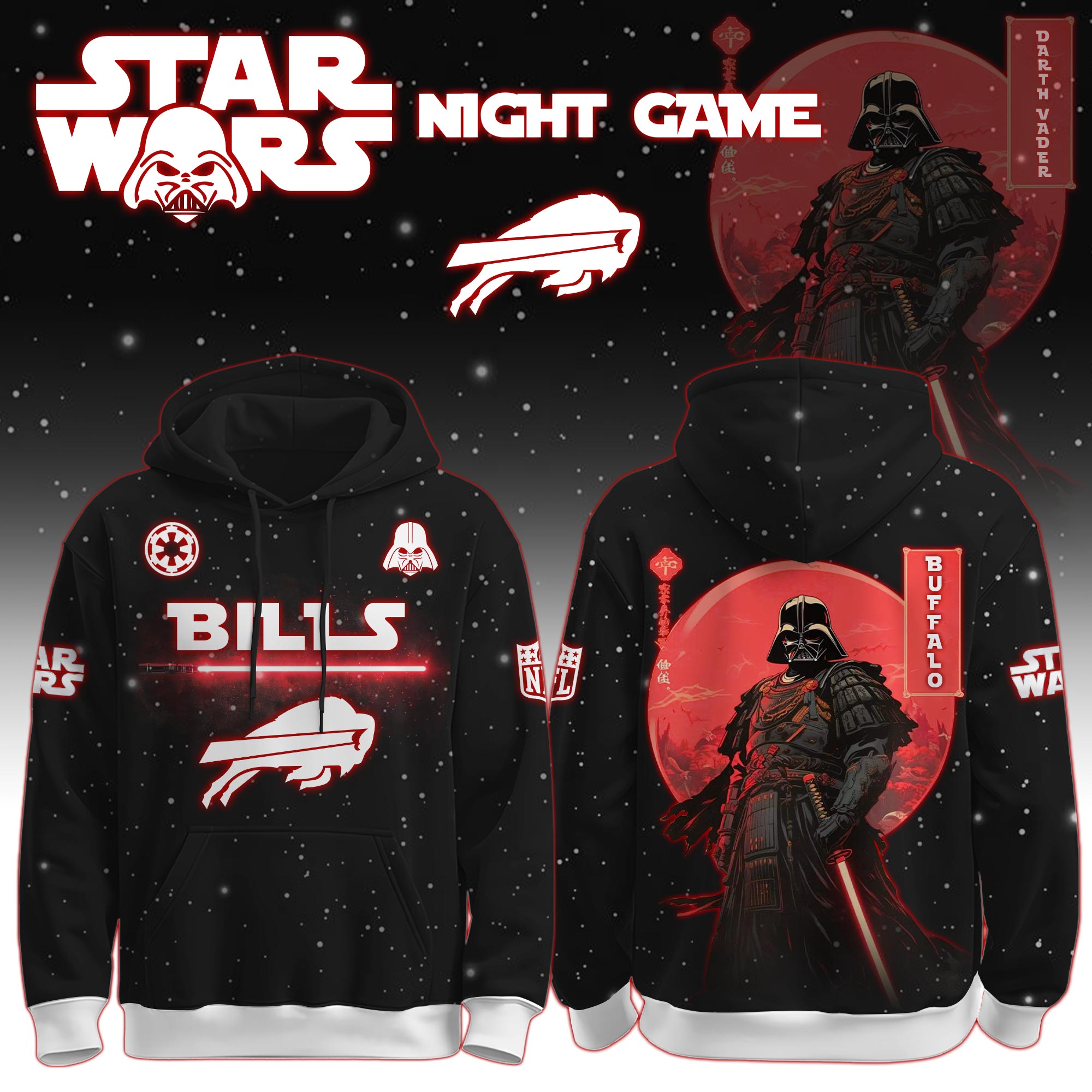 Buffalo Bills | Premium NFL x  Night Game Red Moon Star War Limited Editions Hoodie