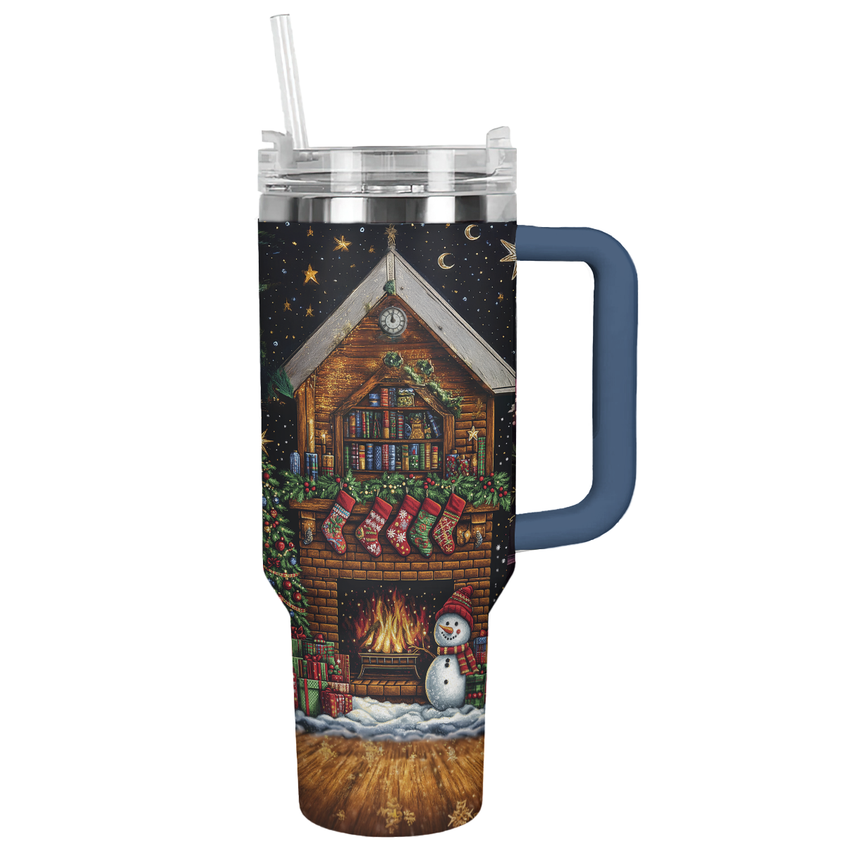 Buildercar - 2000s Festive Throwback Christmas Custom Stanley Quencher 40oz Stainless Steel Tumbler With Handle