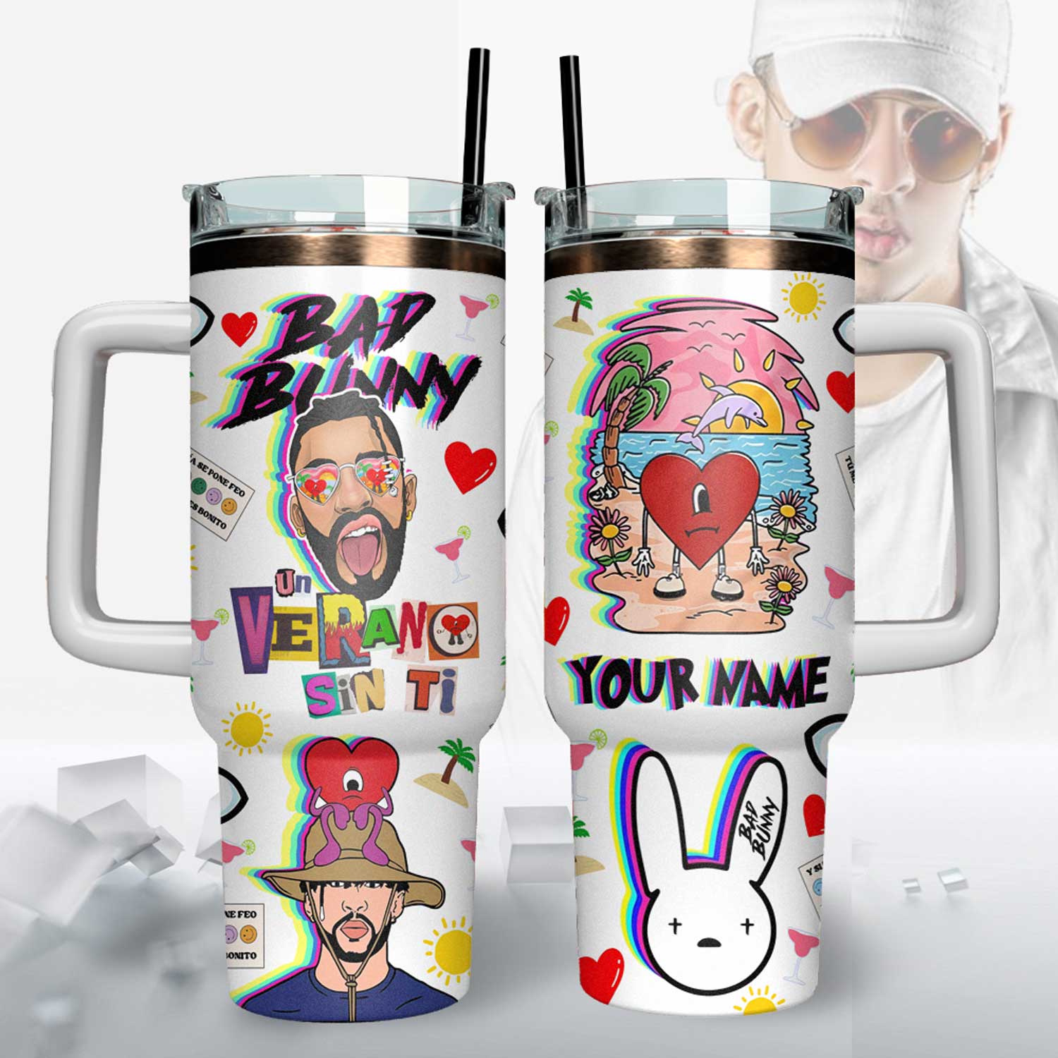 Buildercar - Bad Bunny Music Custom Stanley Cup 40 oz 30 oz Tumbler With Handle
