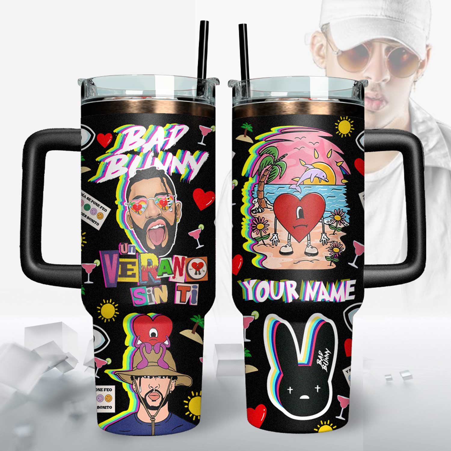 Buildercar - Bad Bunny Music Custom Stanley Cup 40 oz 30 oz Tumbler With Handle