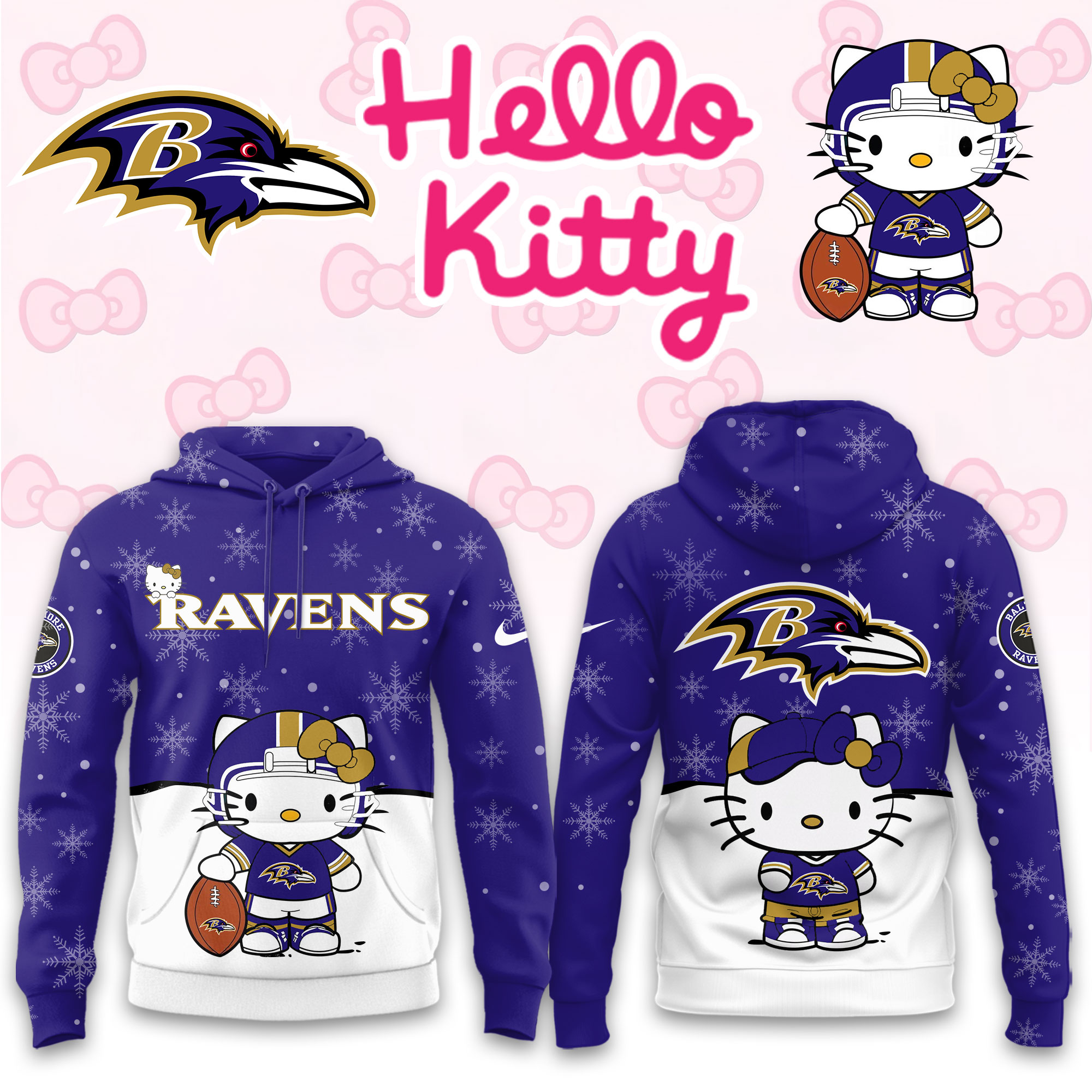 Buildercar - Baltimore Ravens Hello Kitty x NFL Hoodie
