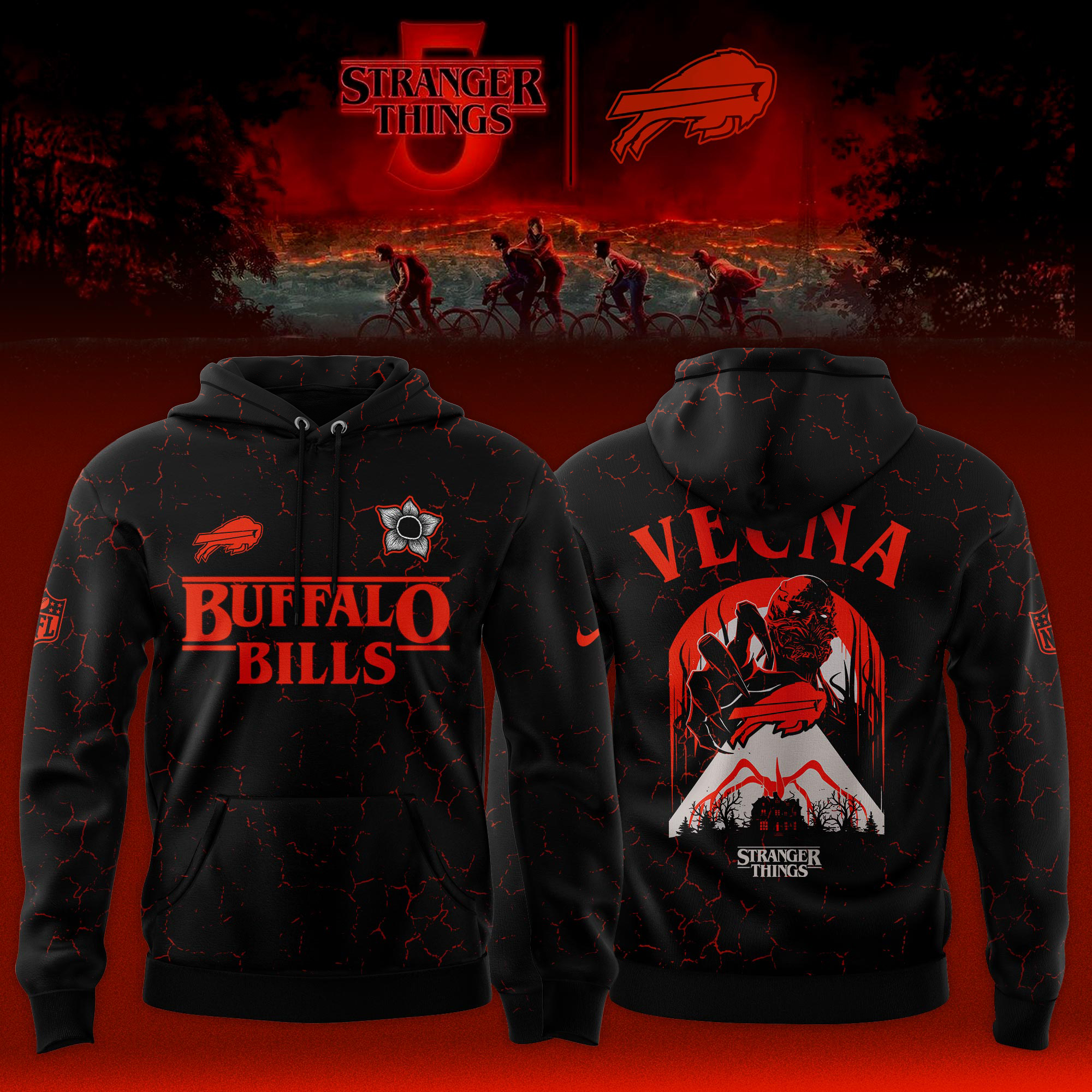 Buildercar - Buffalo Bills NFL Teams x Vecna Stranger Things Hoodie