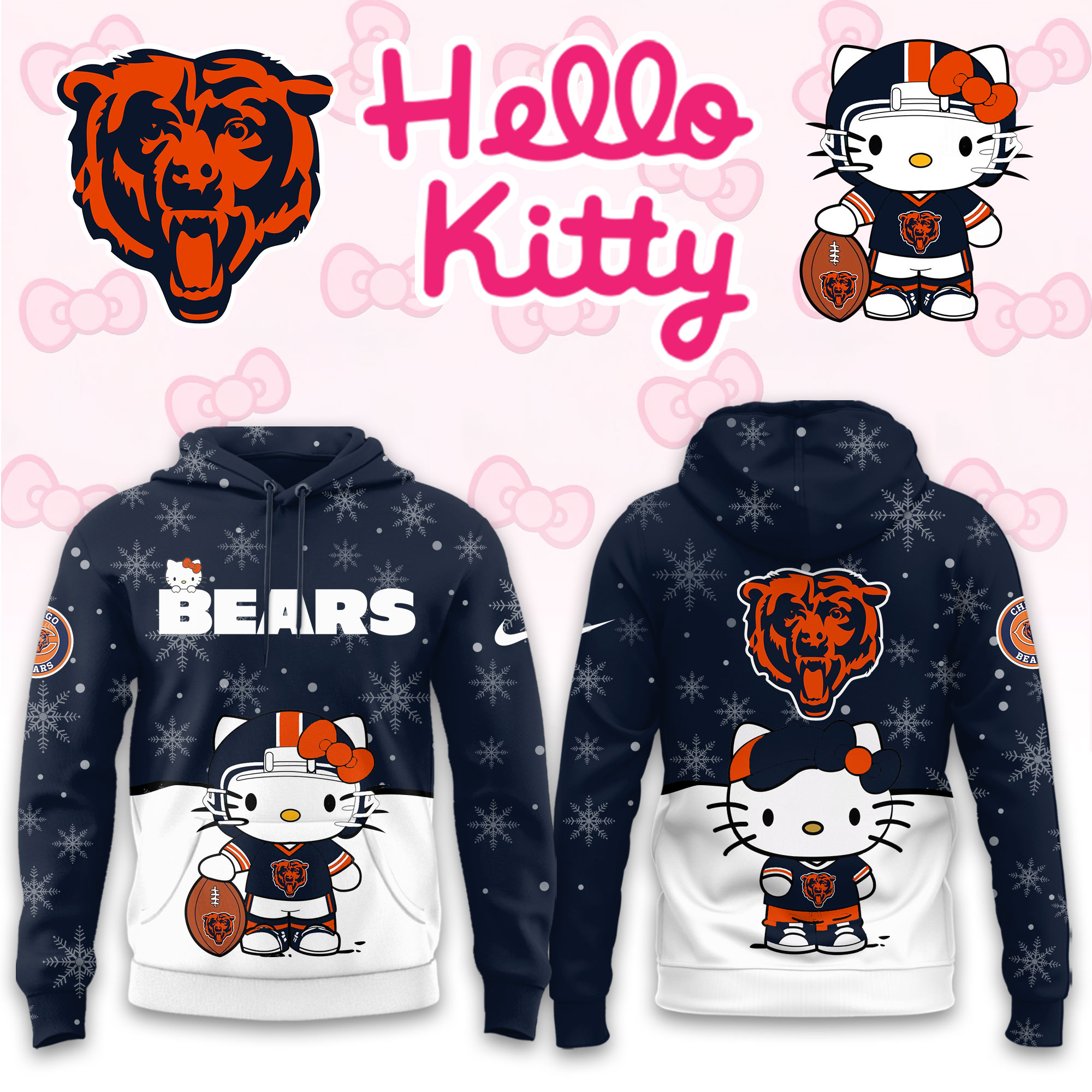 Buildercar - Chicago Bears Hello Kitty x NFL Hoodie