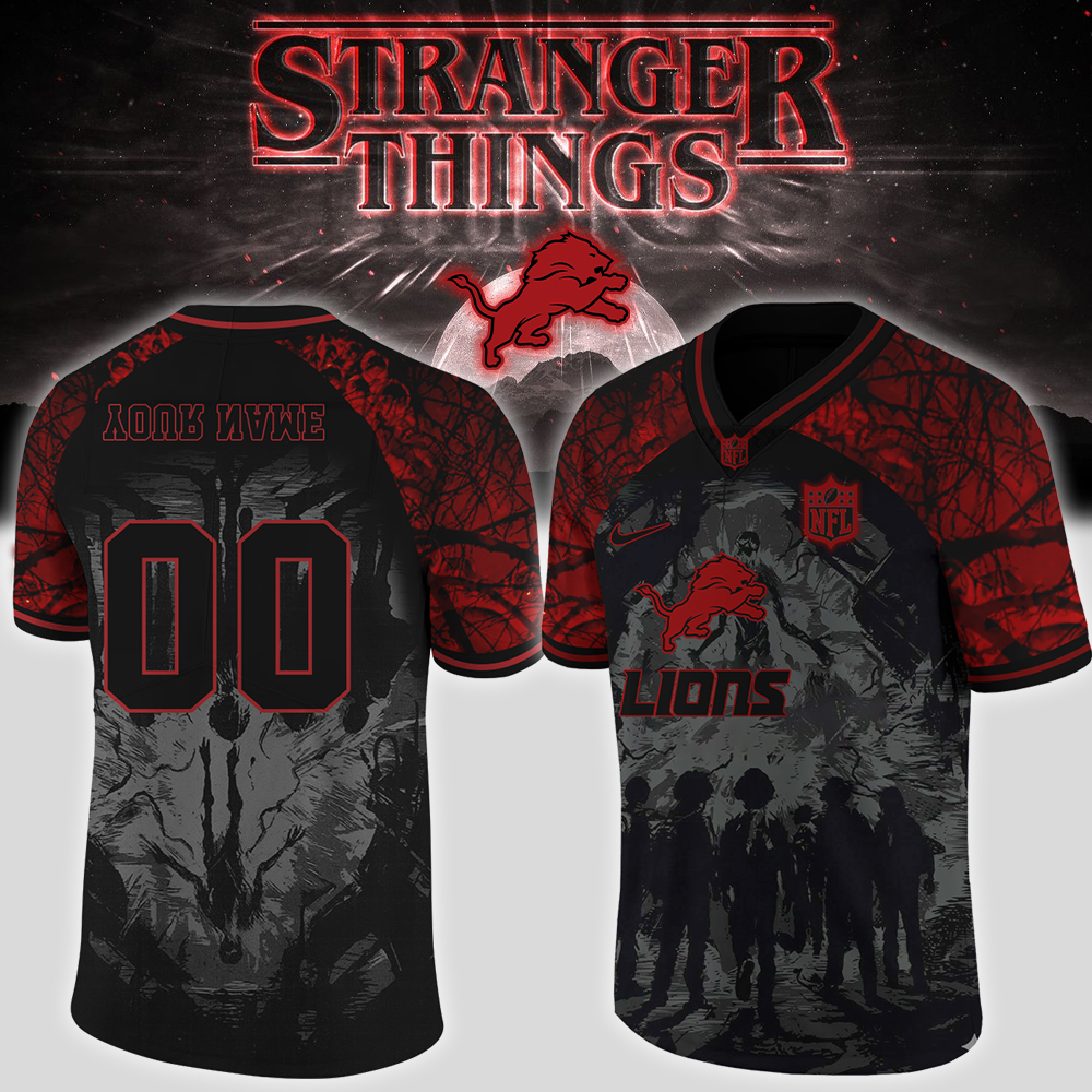 Buildercar - Detroit Lion NFL x Stranger Things Jersey (Custom Name & Number)