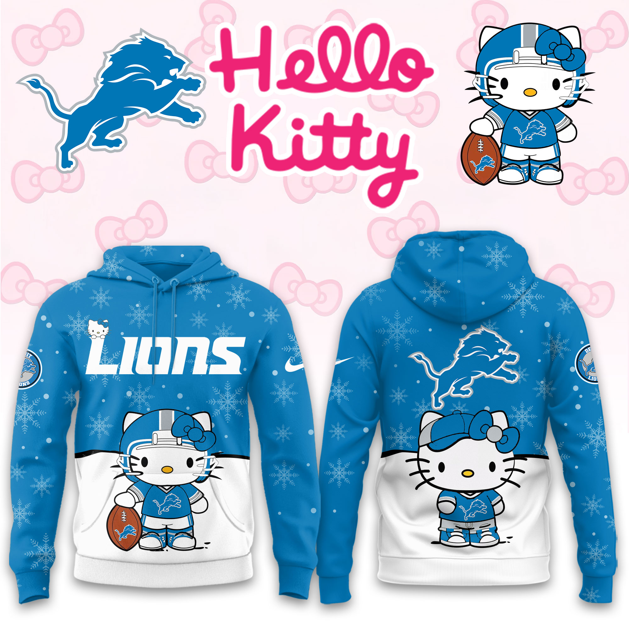 Buildercar - Detroit Lions  Hello Kitty x NFL Hoodie
