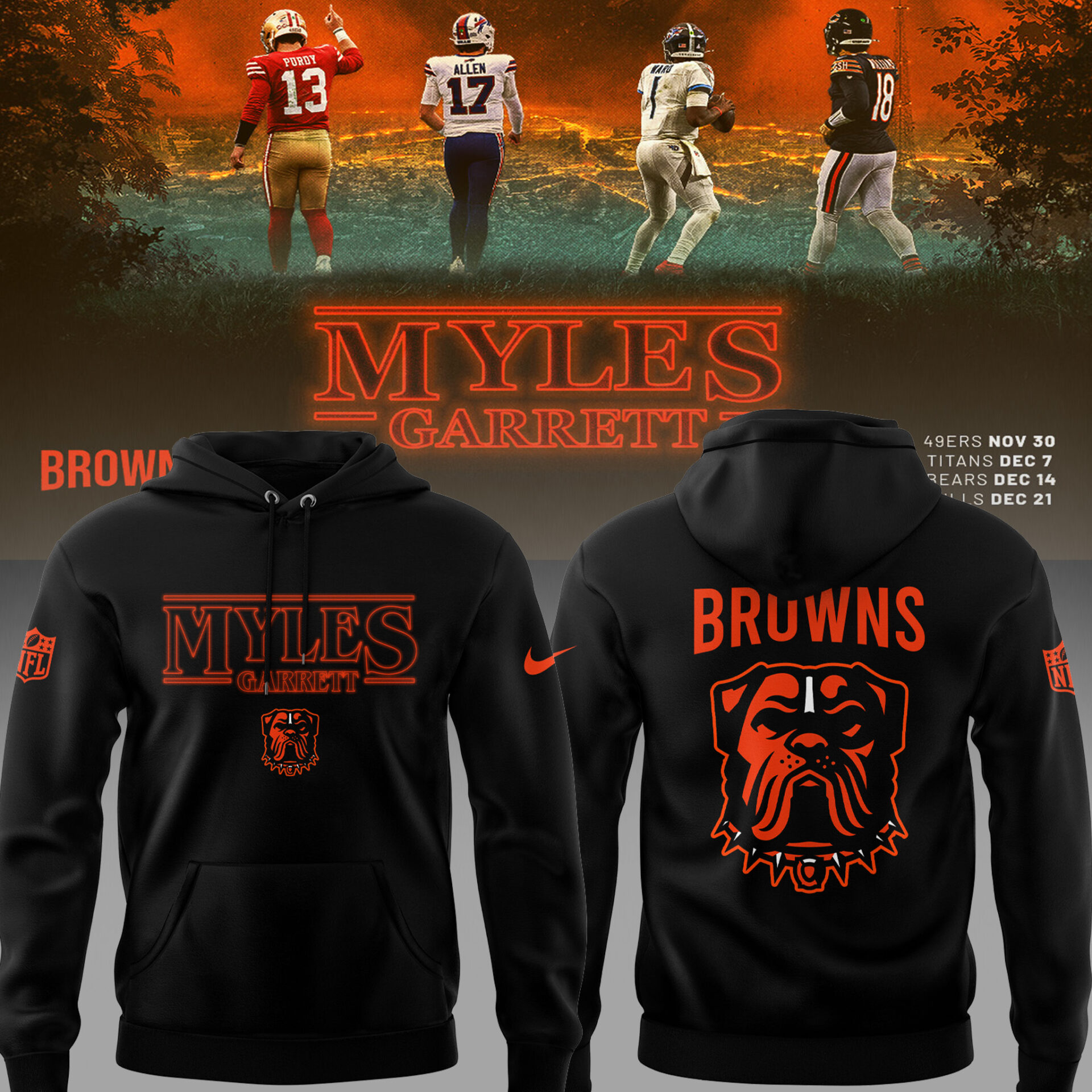 Buildercar - Edition C.Browns NFL x Stranger Things Hoodie hm1362