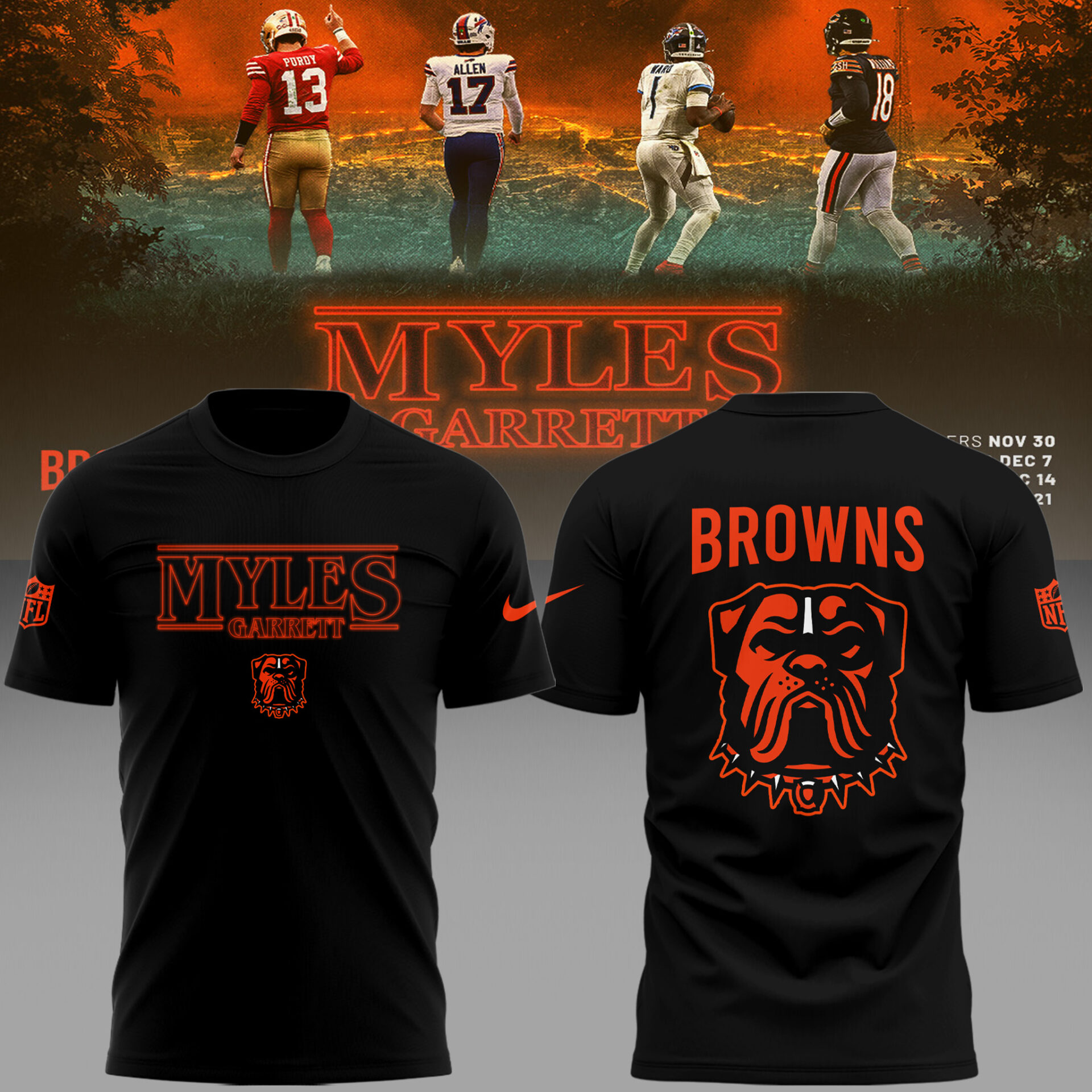 Buildercar - Edition C.Browns NFL x Stranger Things Shirt hm1365