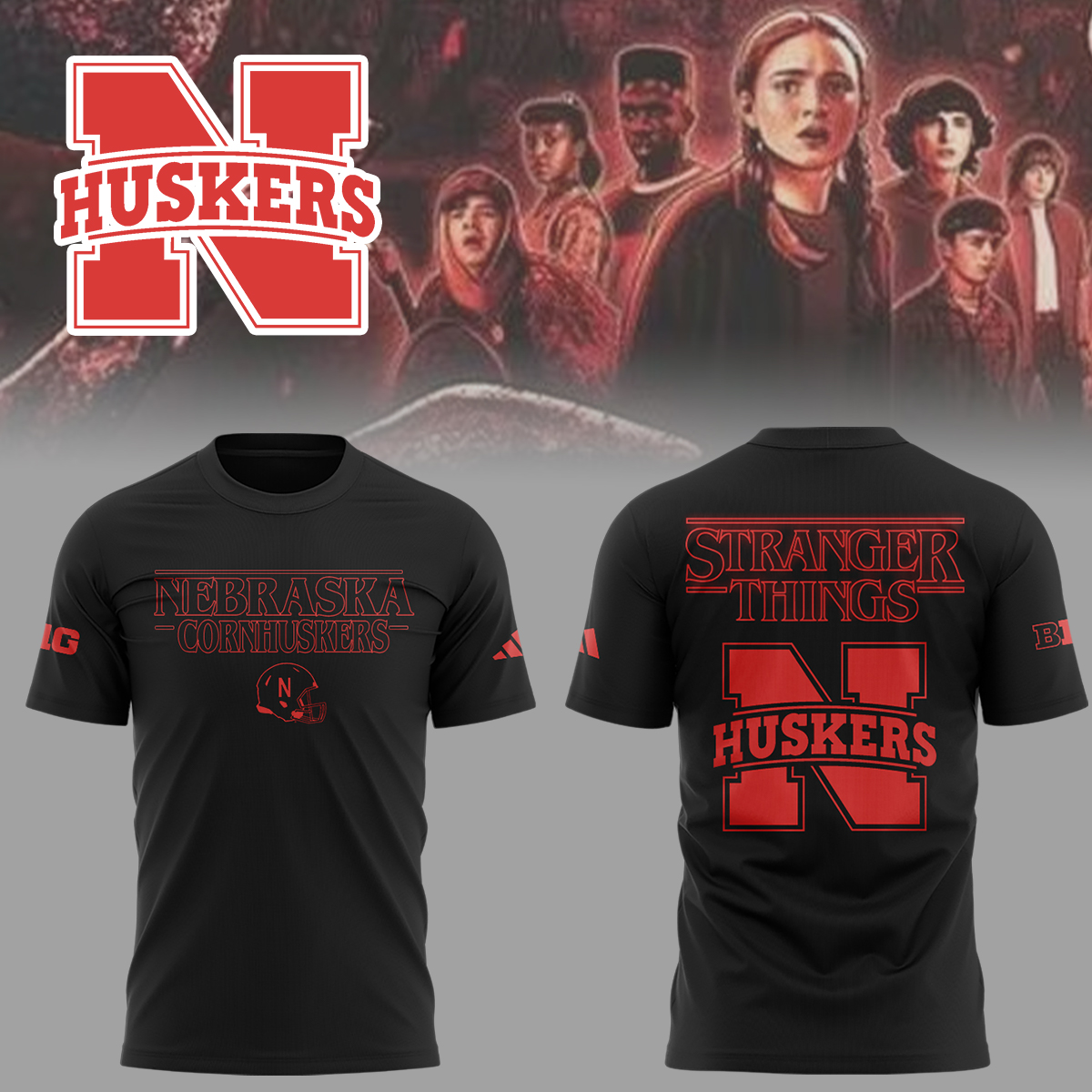 Buildercar - Edition Nebraska NFL x Stranger Things Shirt hm1356