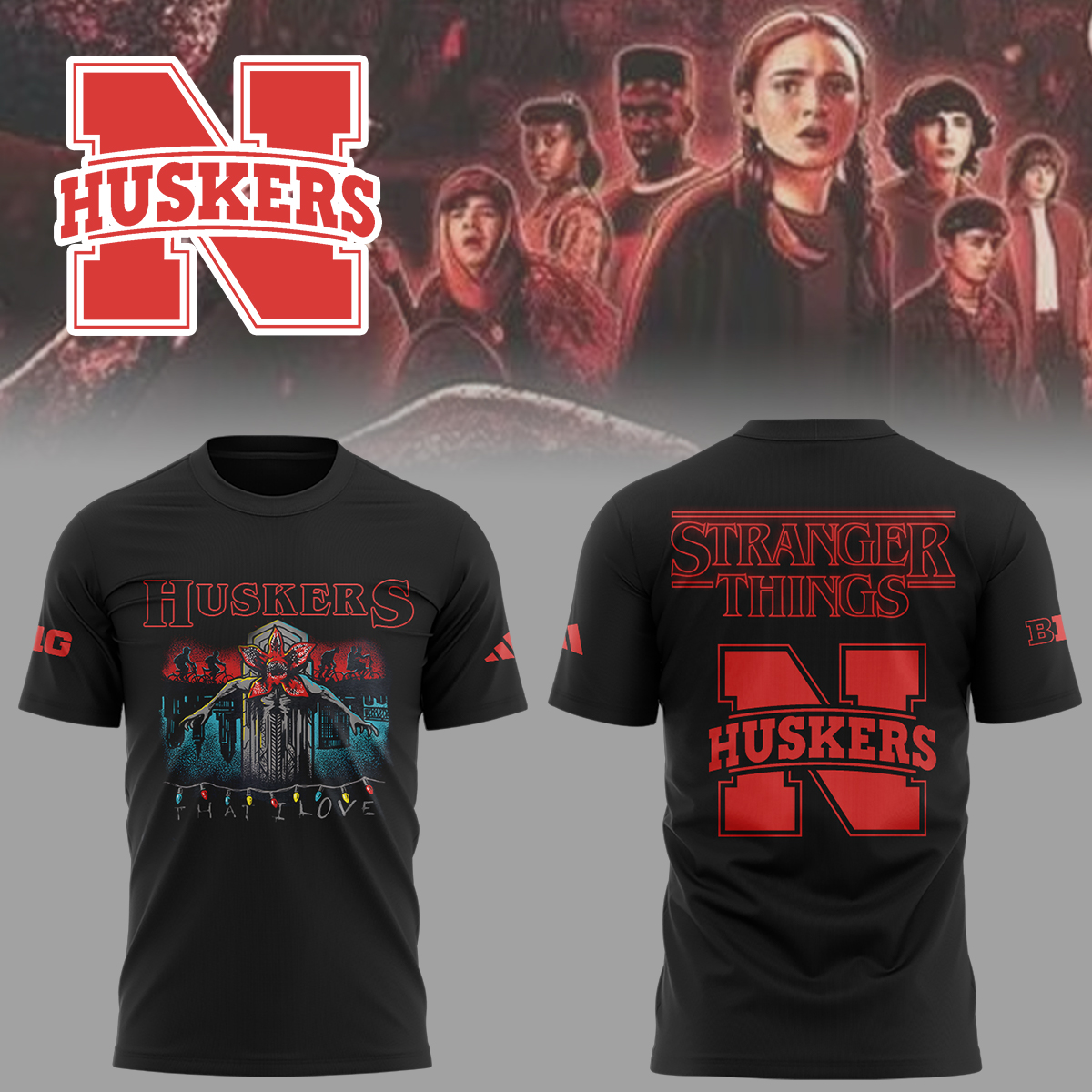 Buildercar - Edition Nebraska NFL x Stranger Things Shirt hm1360