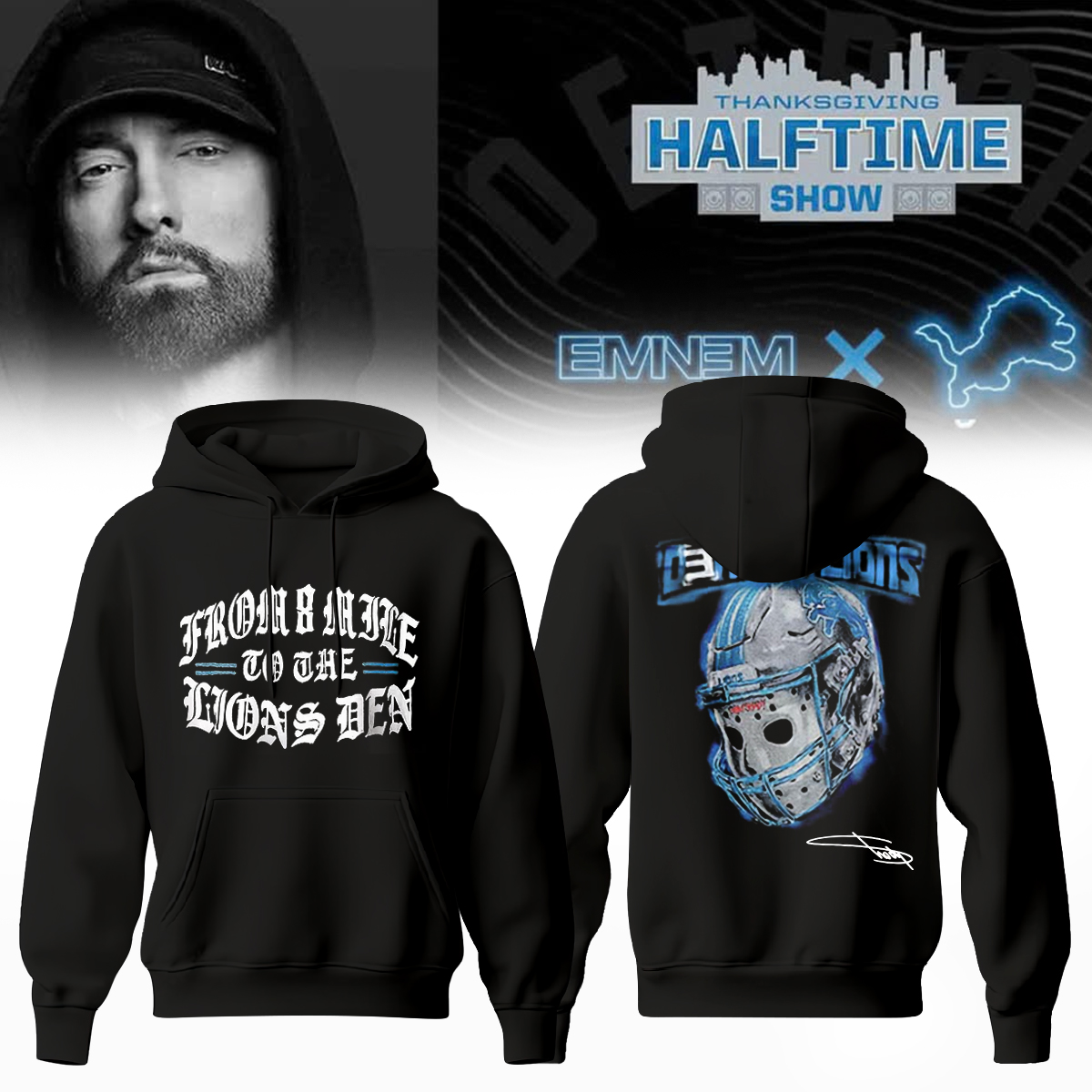 Buildercar - Eminem x Detroit Lions limited Edition Hoodie - hm1221